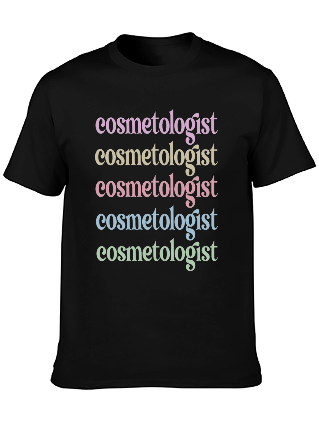 Black Cosmetologist Stacked Text T-Shirt view 3