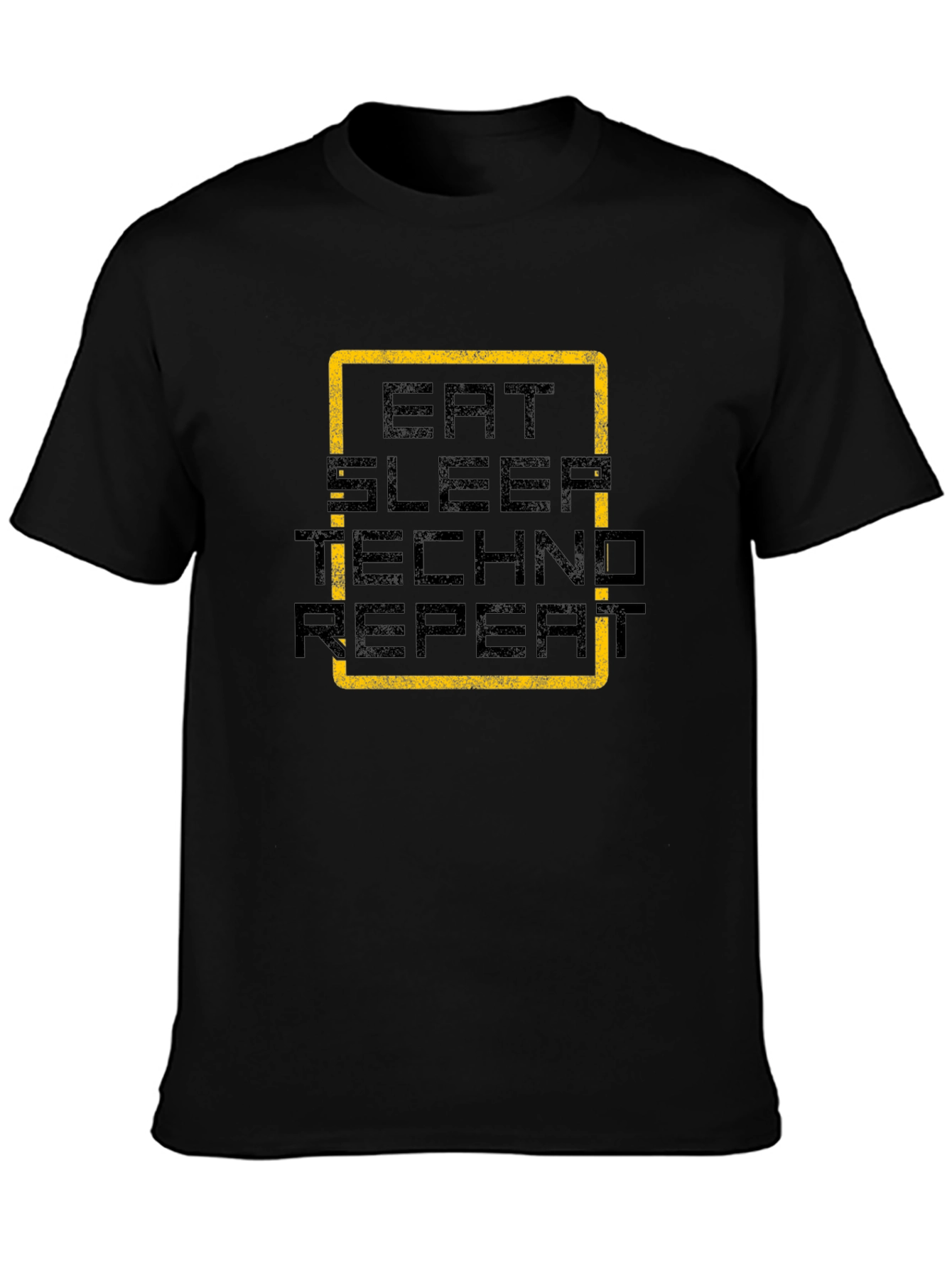 Black Eat Sleep Techno Repeat Black Graphic Tee view 3