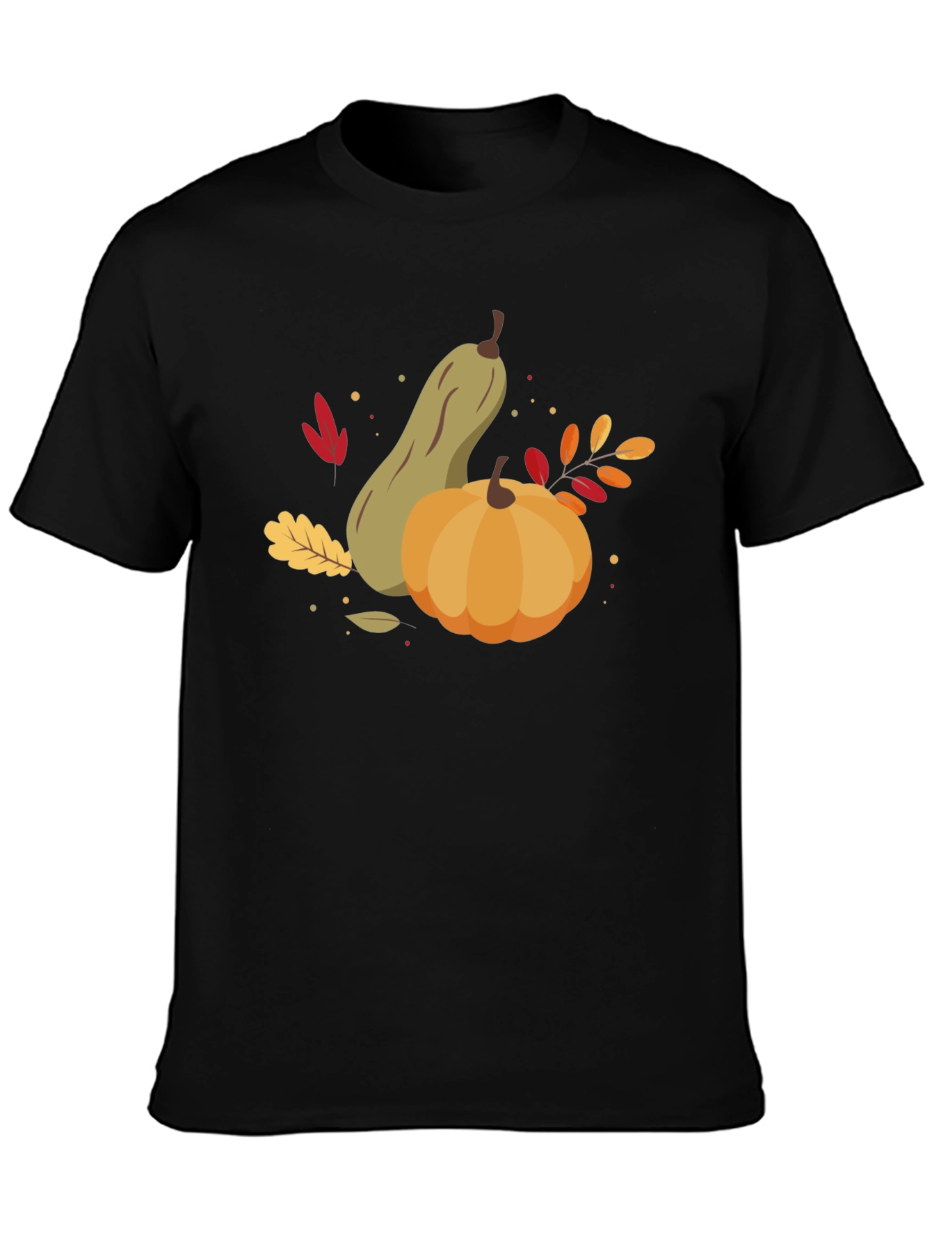 Black Autumn Harvest Graphic Tee - Pumpkin & Squash Design view 3
