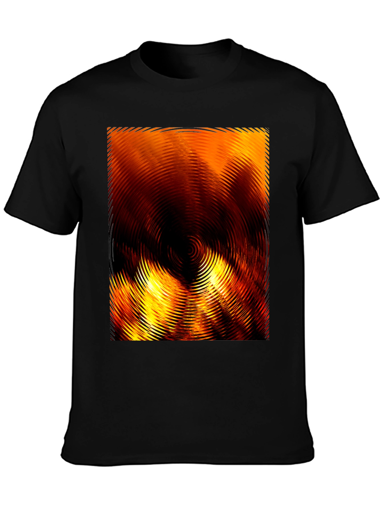 Black Fiery Abstract Ripple Print Black T-Shirt view 3