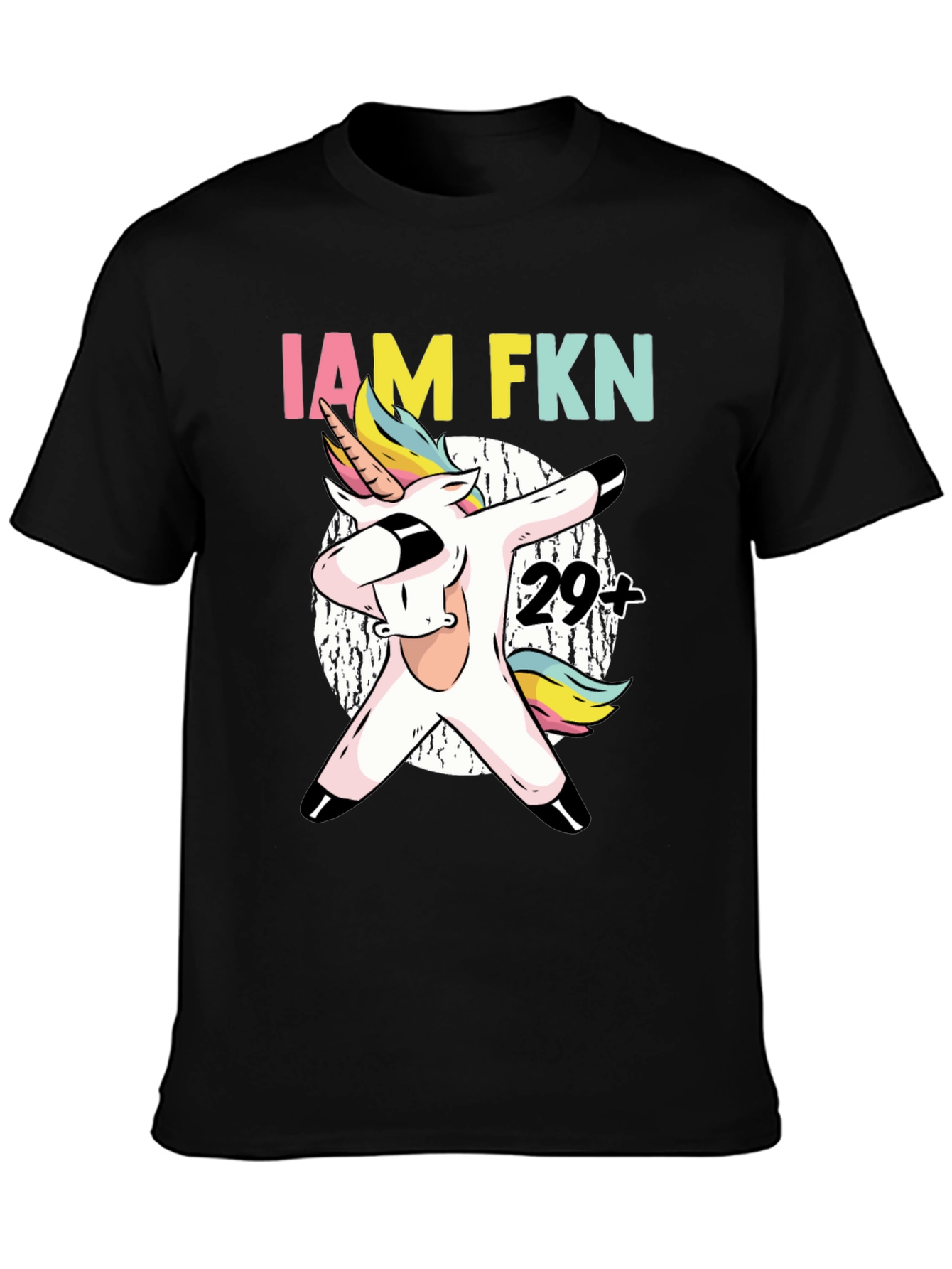 Black IAM FKN 29+ Unicorn Dabbing T-Shirt view 3