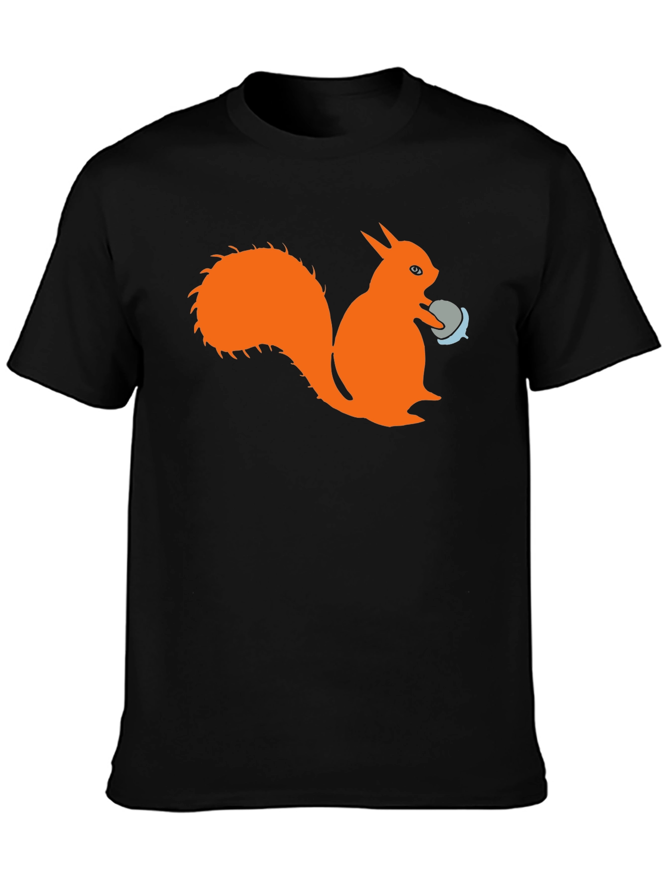Black Squirrel T-Shirt - Black Cotton Tee with Orange Squirrel Design view 3