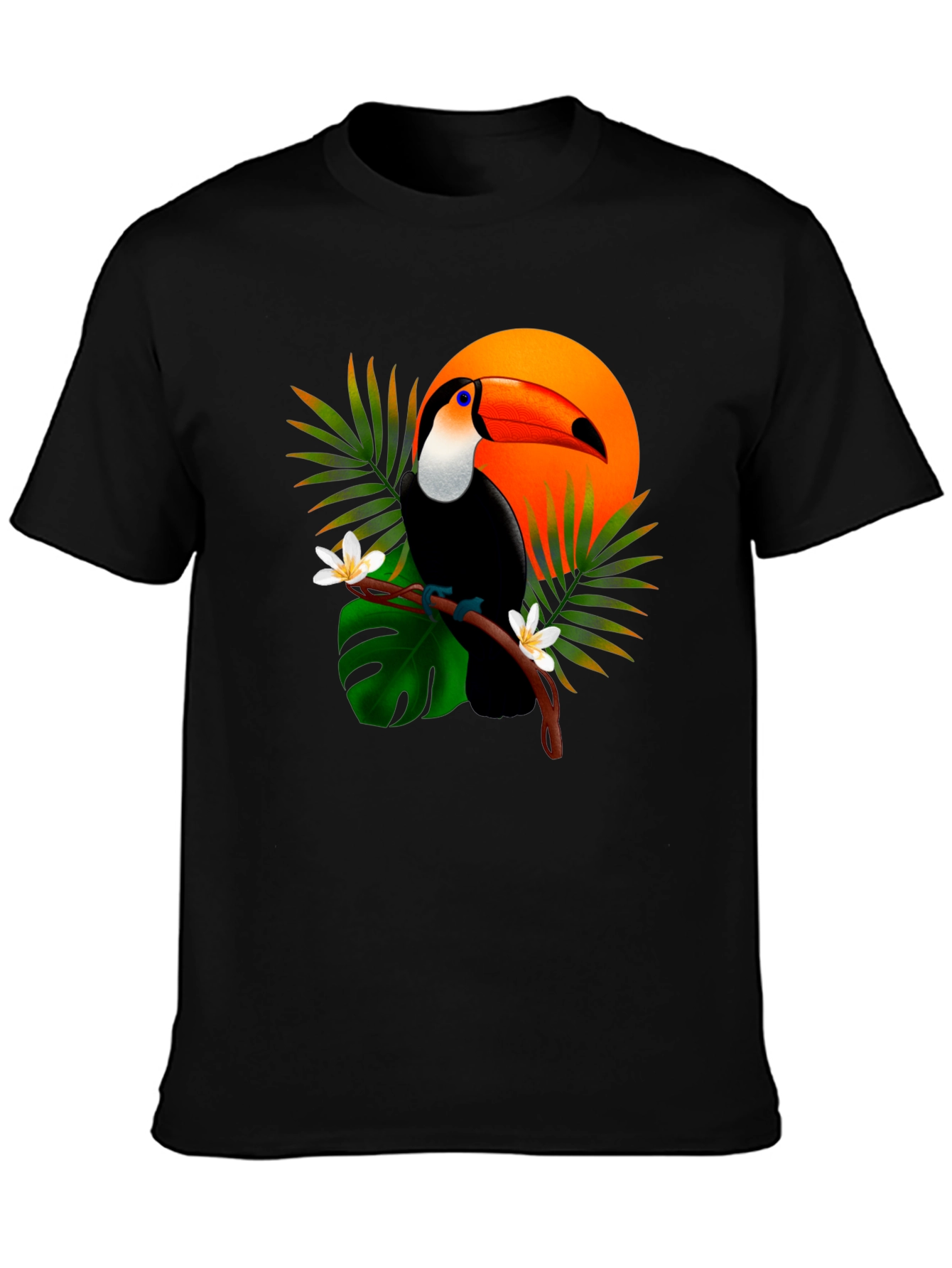 Black Tropical Toucan T-Shirt - Vibrant Graphic Tee view 3