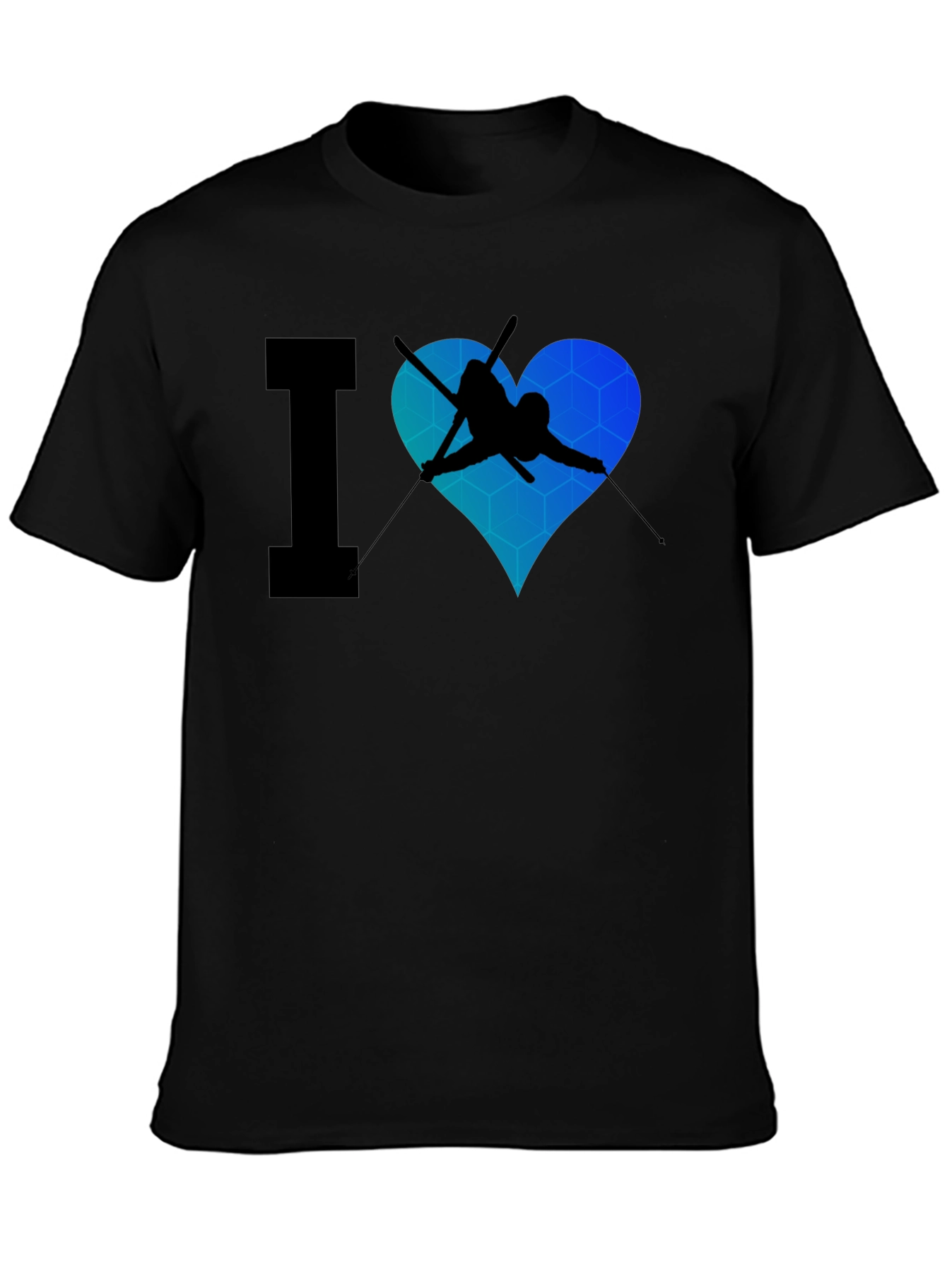 Black I Heart Skiing Black T-Shirt view 3