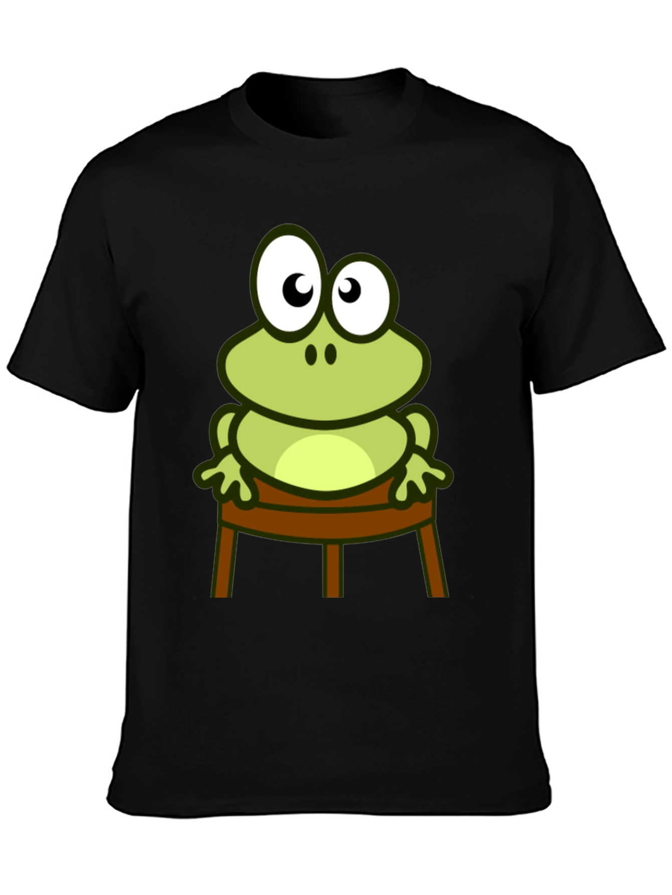 Black Frog on Chair Graphic Tee - Black Cotton T-Shirt view 3