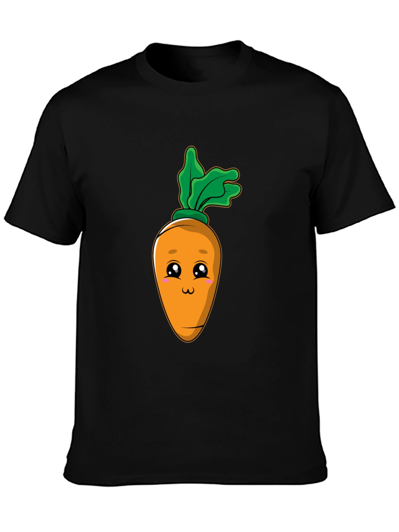 Black Cute Carrot Graphic Tee - Black Cotton Blend T-Shirt view 3