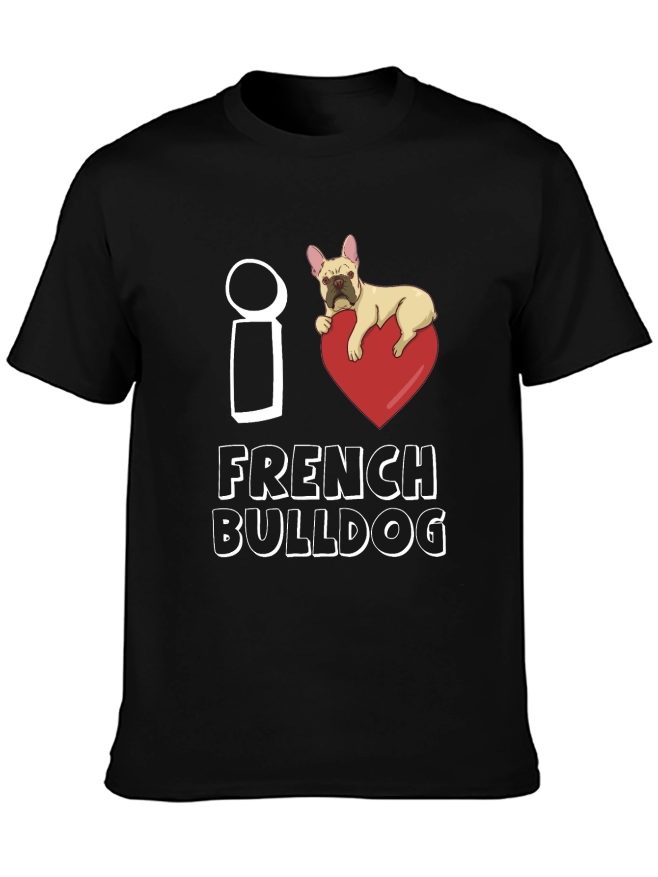 Black I Heart French Bulldog Graphic Tee - Black view 3