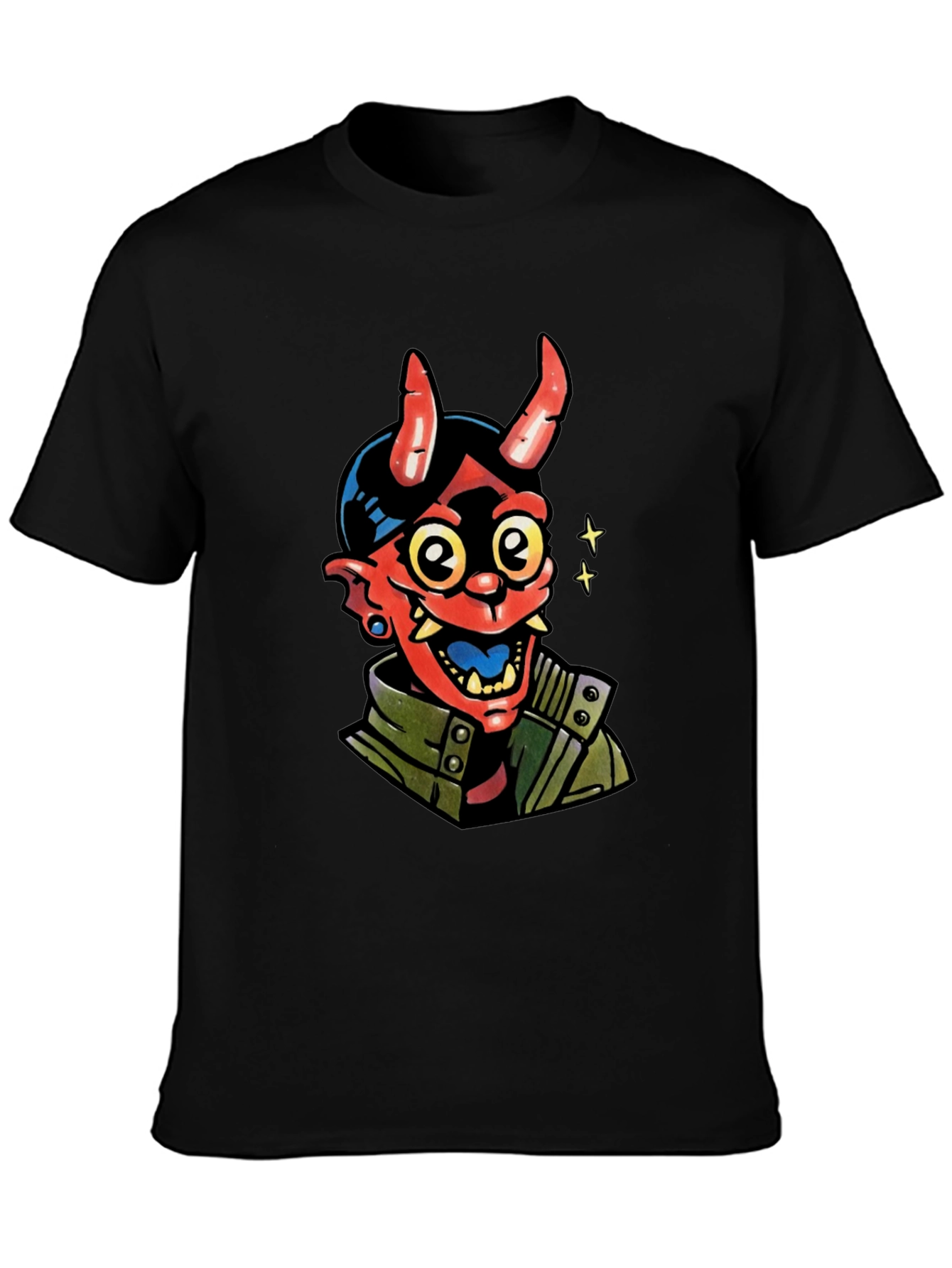 Black Devil Graphic Print Black T-Shirt view 3