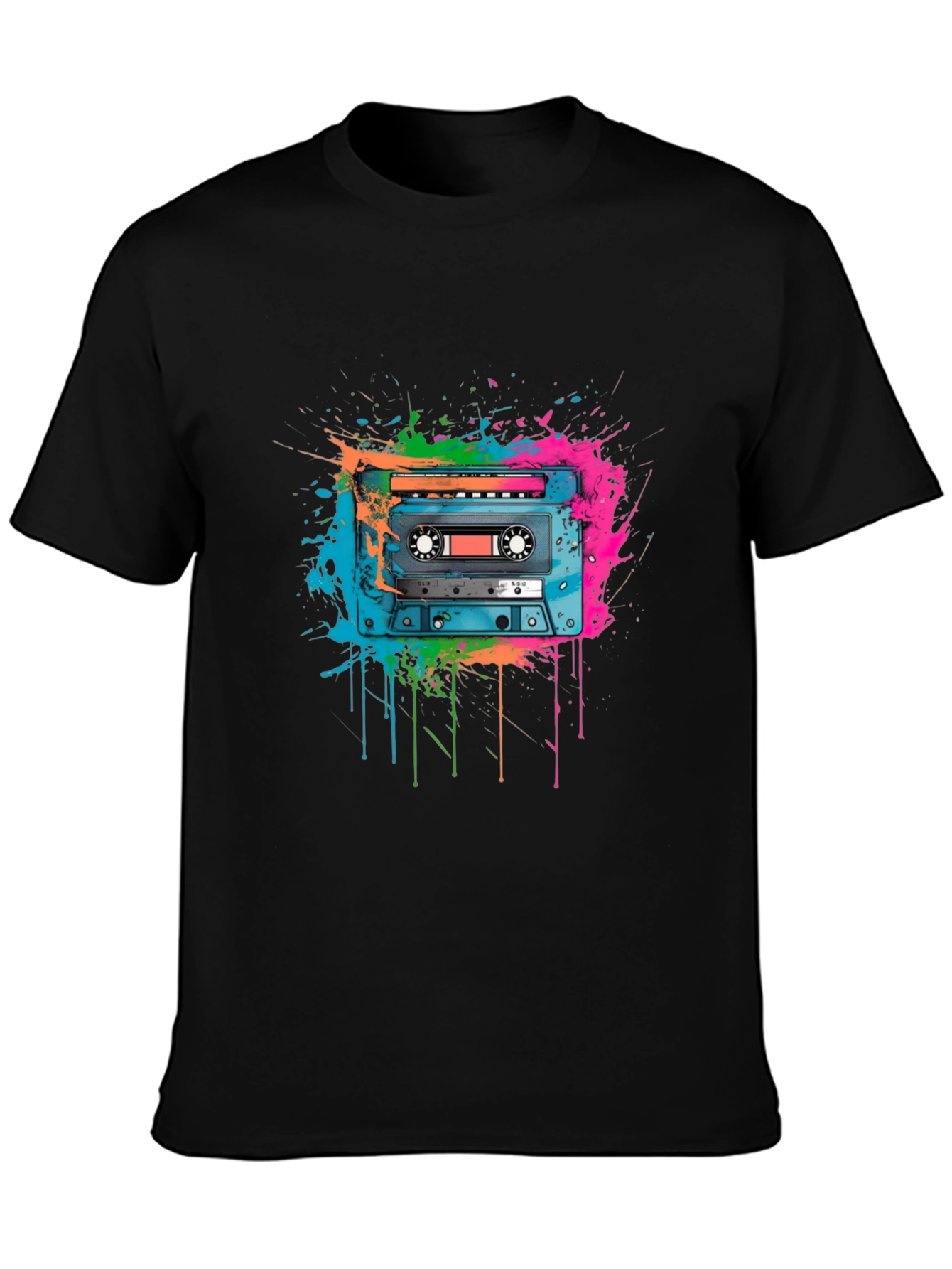 Black Retro Cassette Tape Graphic Tee view 3