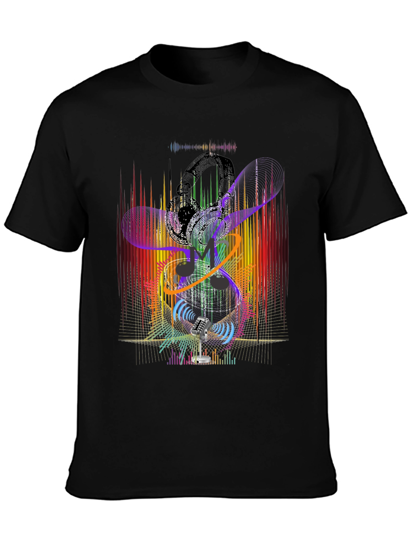 Black Abstract Music Graphic Black T-Shirt view 3