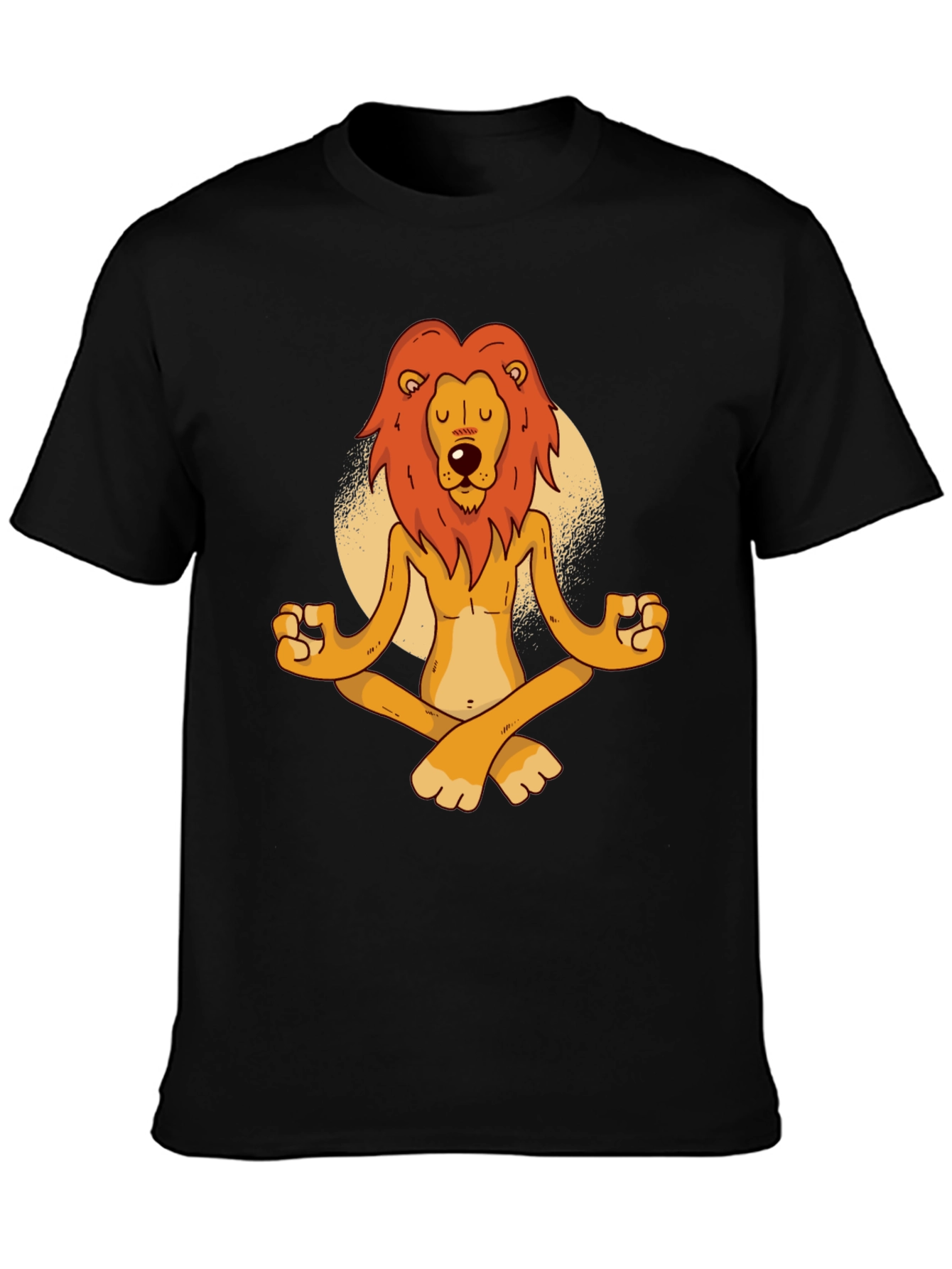 Black Meditating Lion Graphic Tee - Relaxed Fit Black T-Shirt view 3