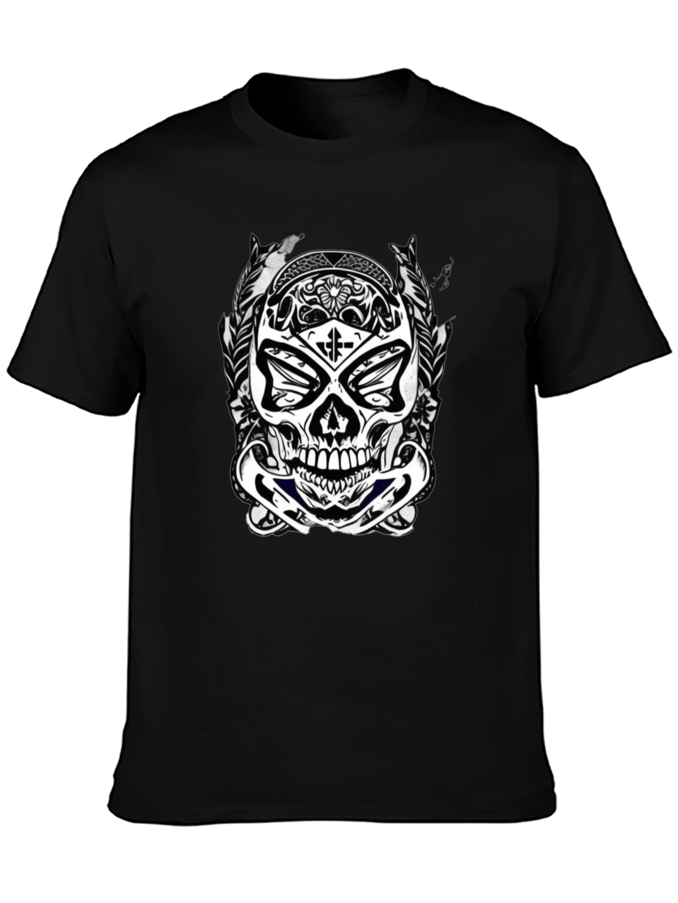Black Skull Graphic Black T-Shirt for Men view 3
