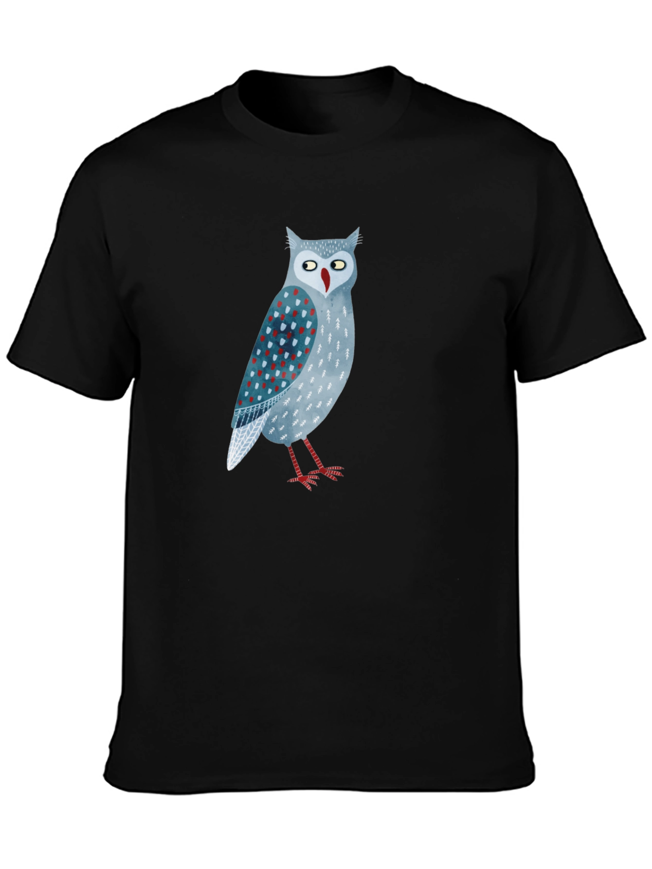 Black Owl Graphic Print Black T-Shirt view 3