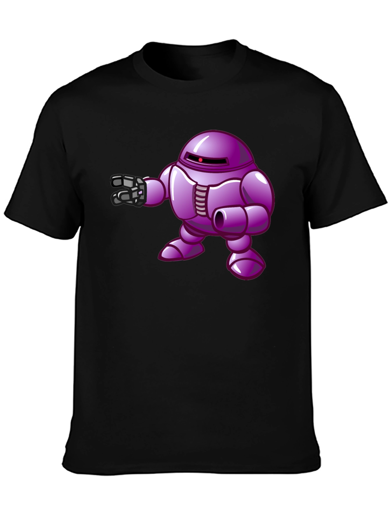 Black Purple Robot Graphic T-Shirt view 3