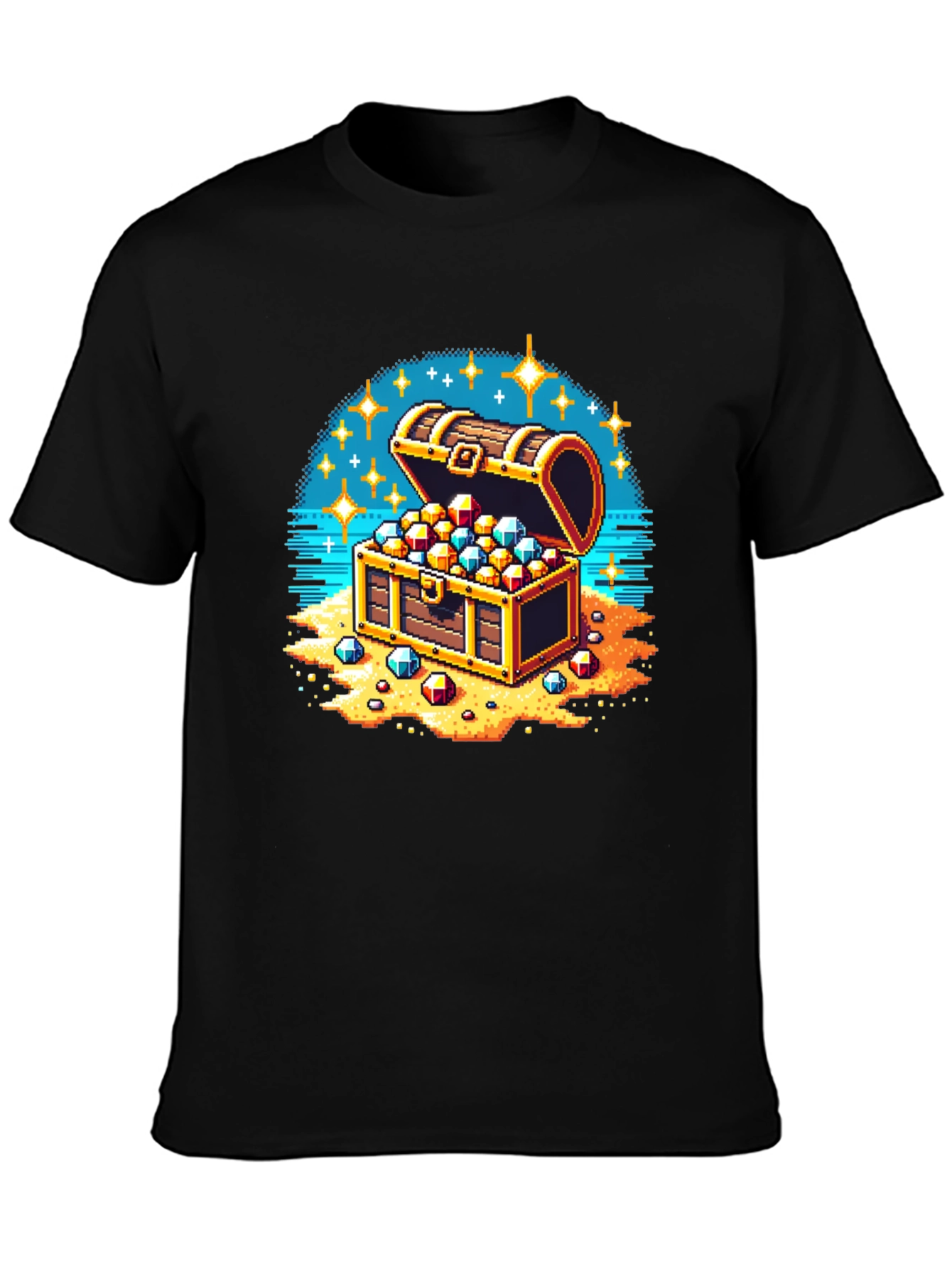 Black Pixel Treasure Chest T-Shirt view 3