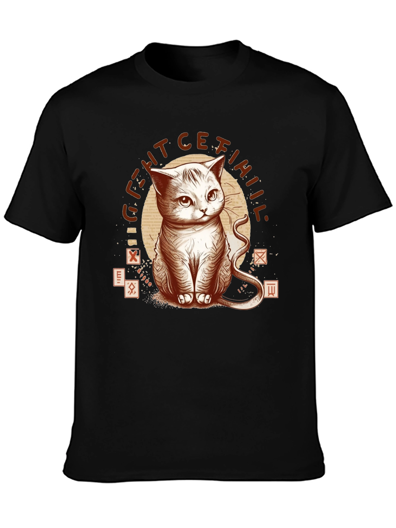 Black Mystic Cat Graphic T-Shirt - Black view 3