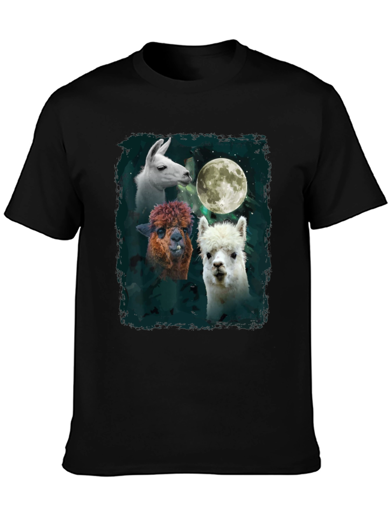 Black Llama Moon T-Shirt - Unique Animal Graphic Tee view 3