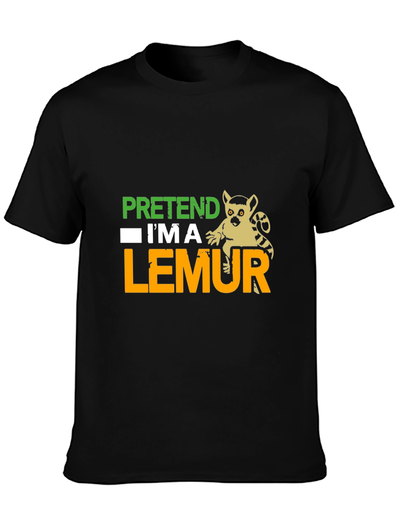 Black Pretend I'm A Lemur Funny Graphic T-Shirt view 3