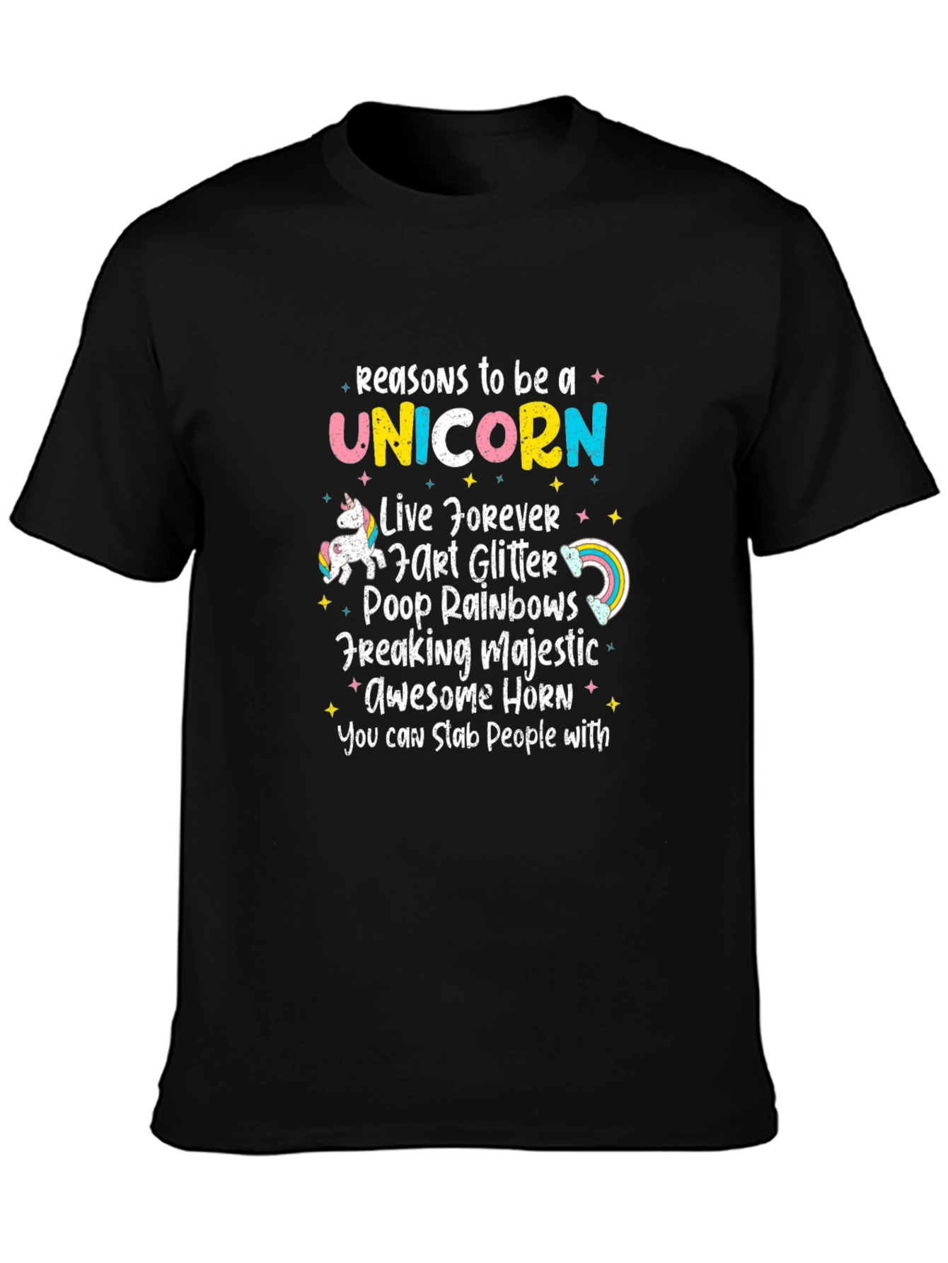 Black Reasons to Be a Unicorn T-Shirt - Black view 3