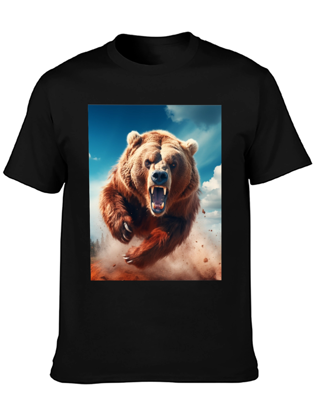 Roaring Bear Graphic Tee - Black Cotton Comfort - 3