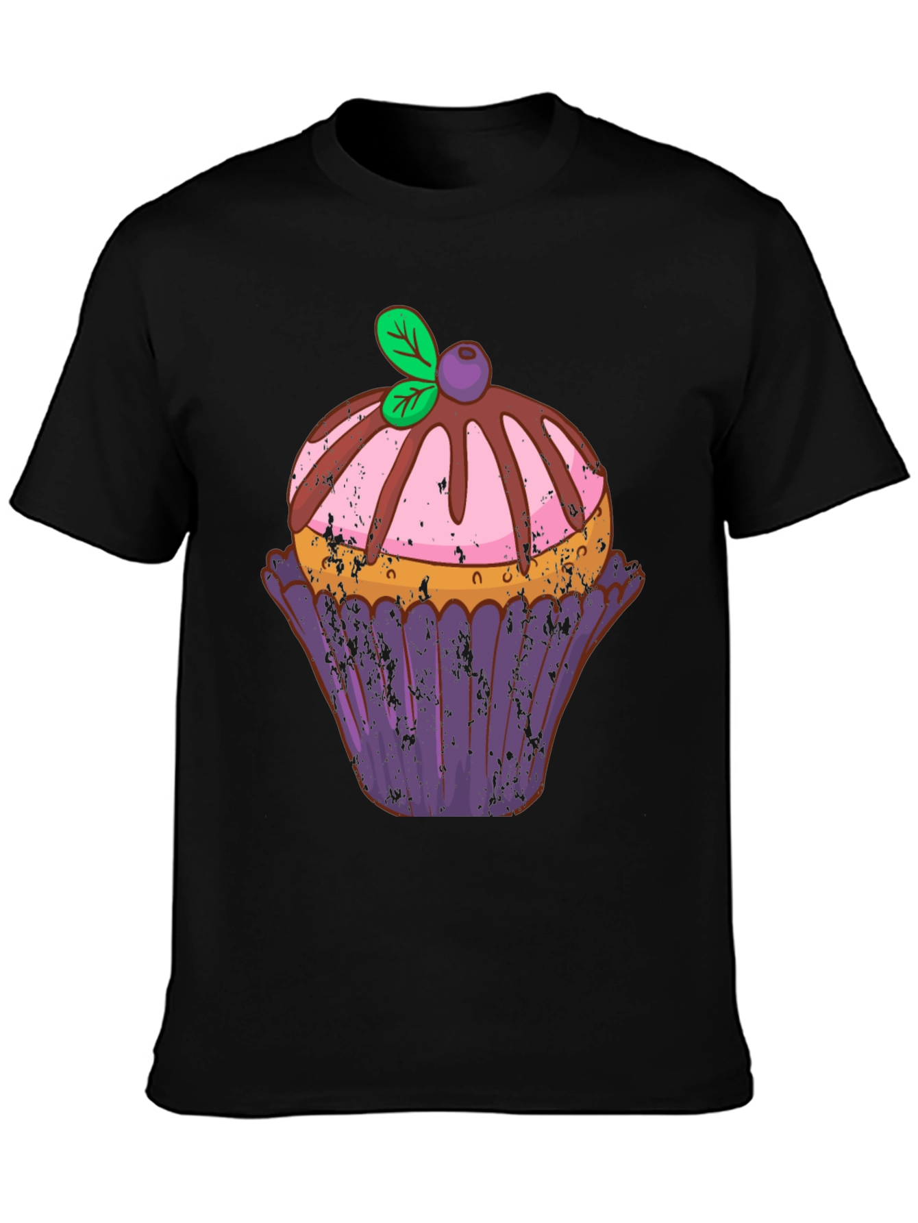 Black Cupcake Graphic Tee - Sweet Treat Design view 3