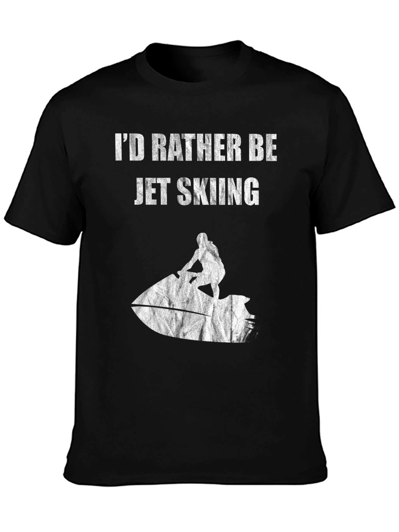 Black Jet Skiing Graphic Tee - Black Cotton T-Shirt view 3