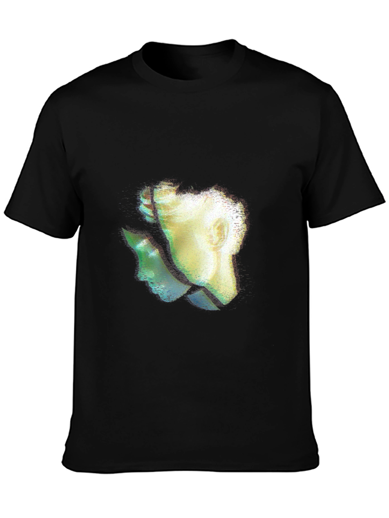 Black Abstract Two-Face Graphic Black T-Shirt view 3