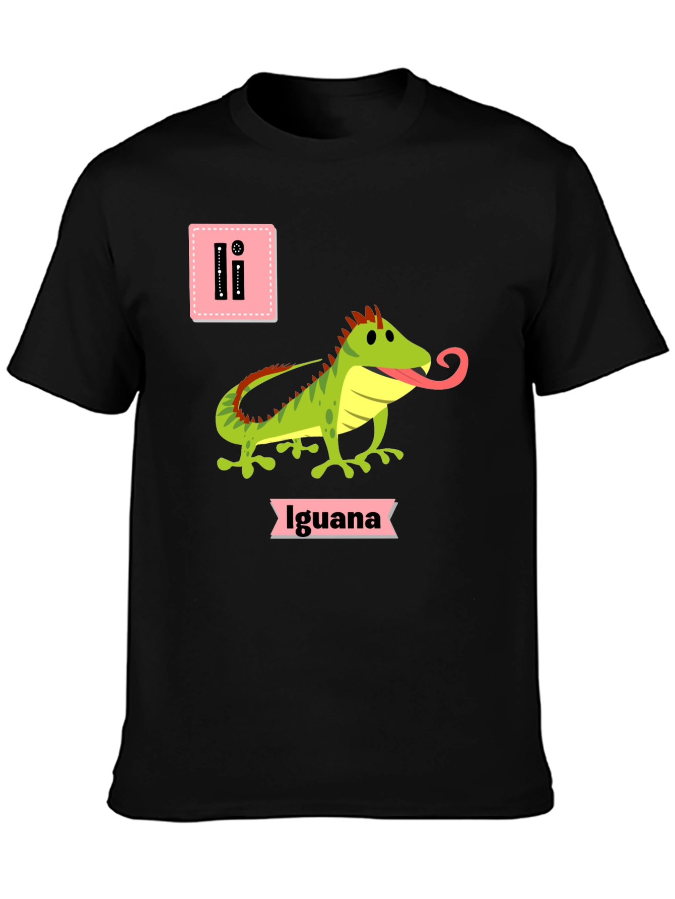 Black Iguana Alphabet Black T-Shirt view 3