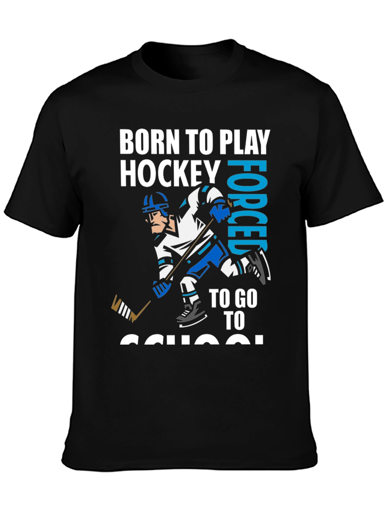 Black Born To Play Hockey T-Shirt view 3