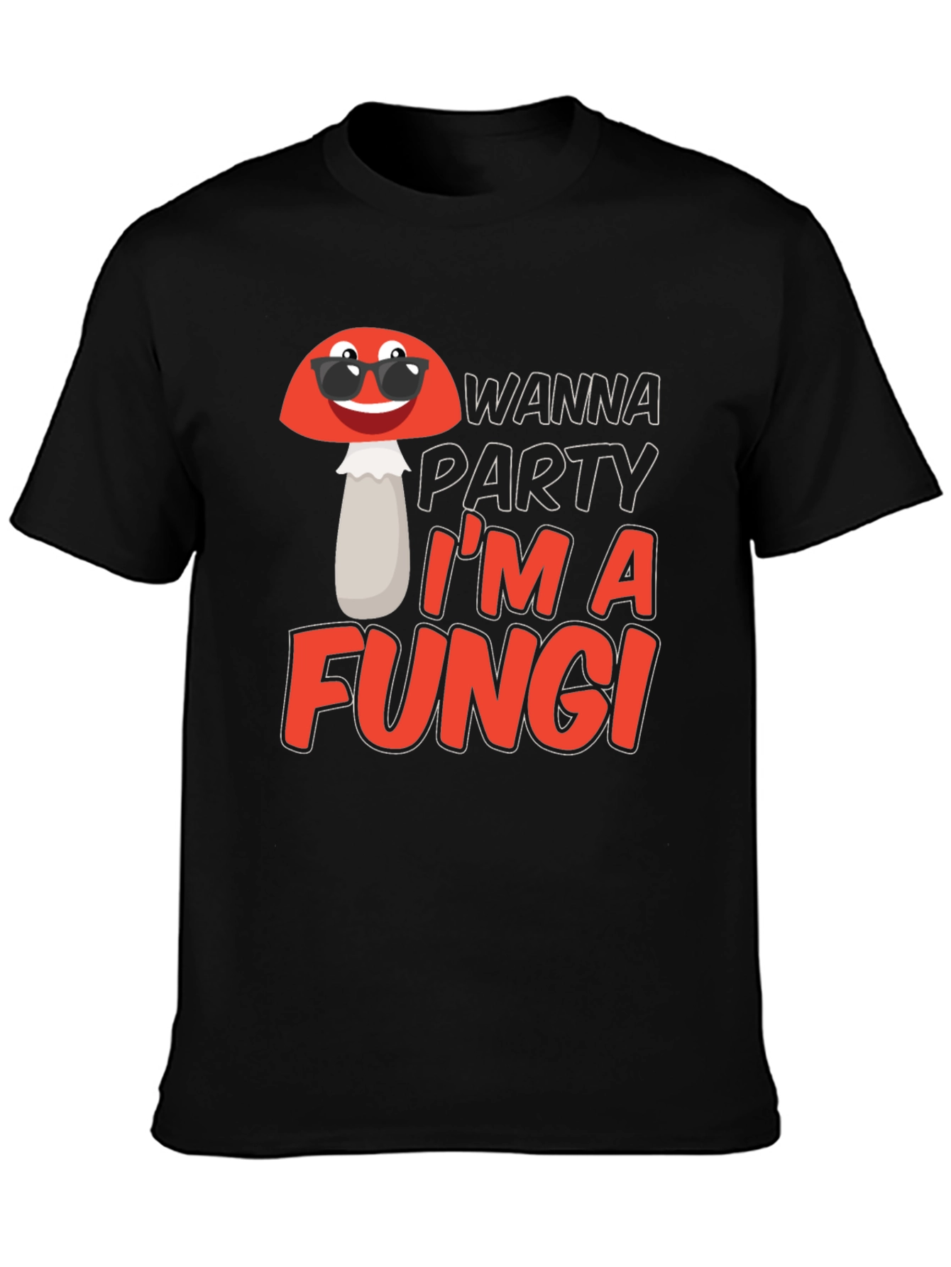 Black Funny Fungi Party T-Shirt view 3