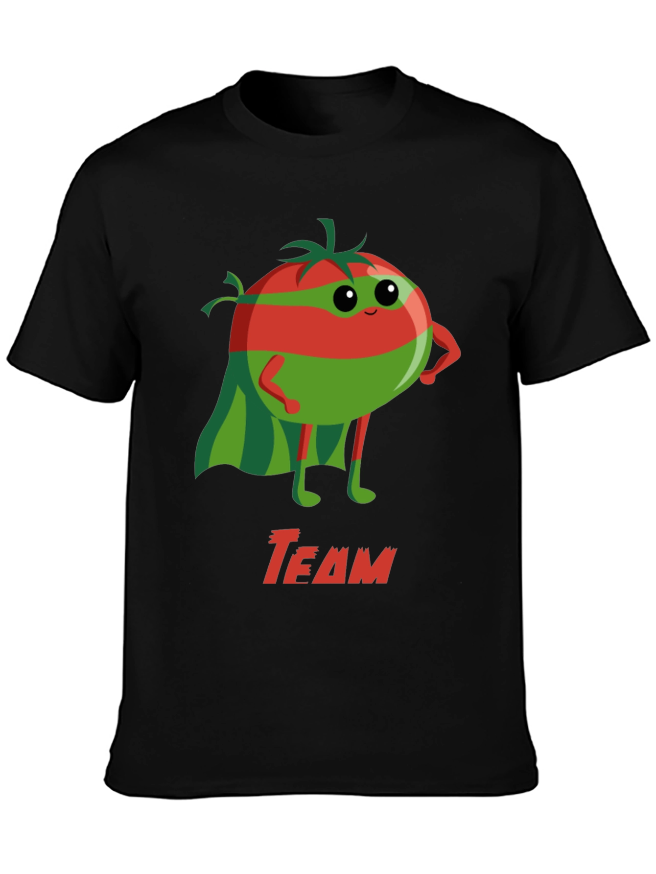 Black Team Tomato Superhero Graphic T-Shirt view 3