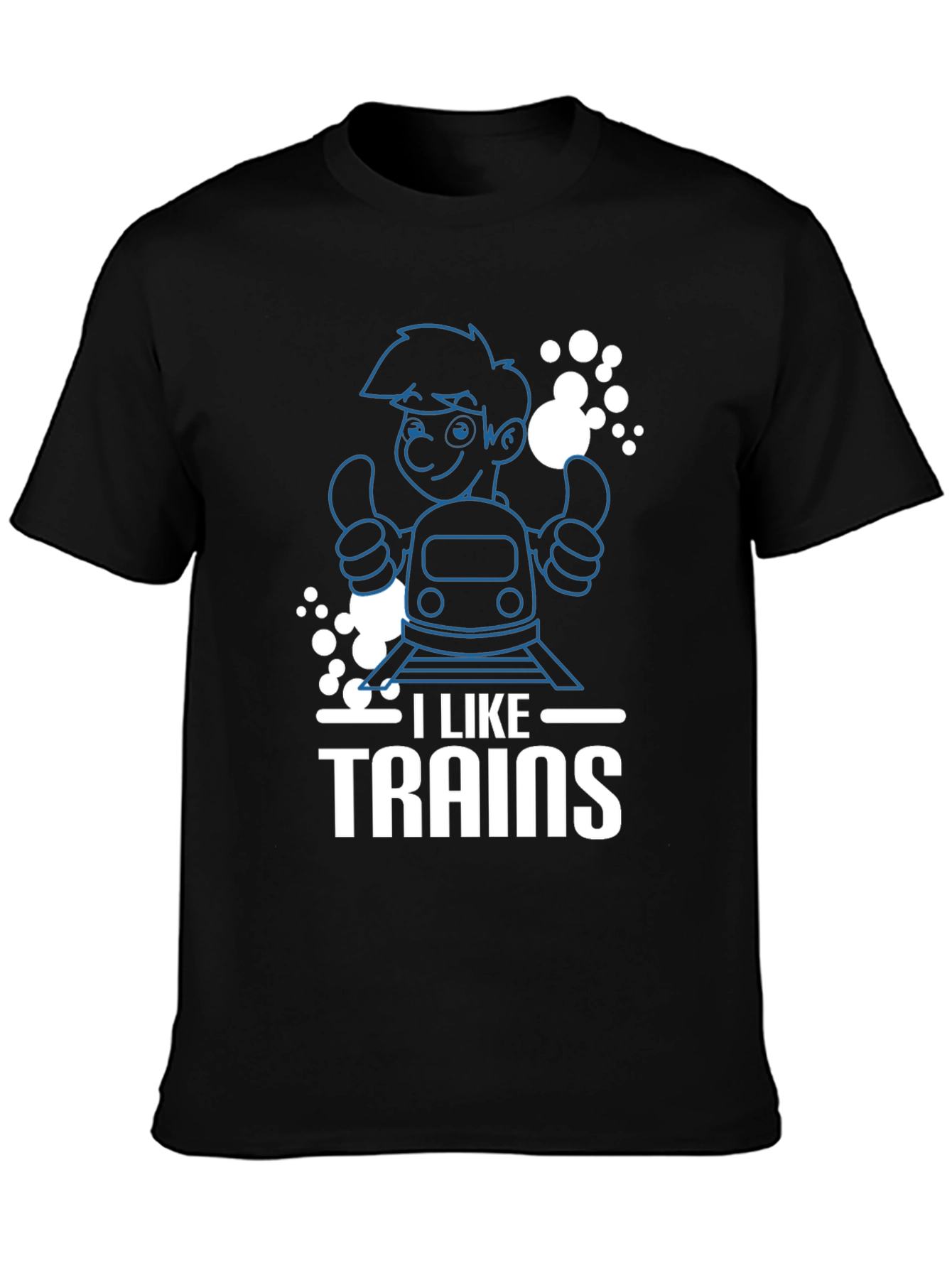 Black I Like Trains T-Shirt - Fun & Comfortable view 3