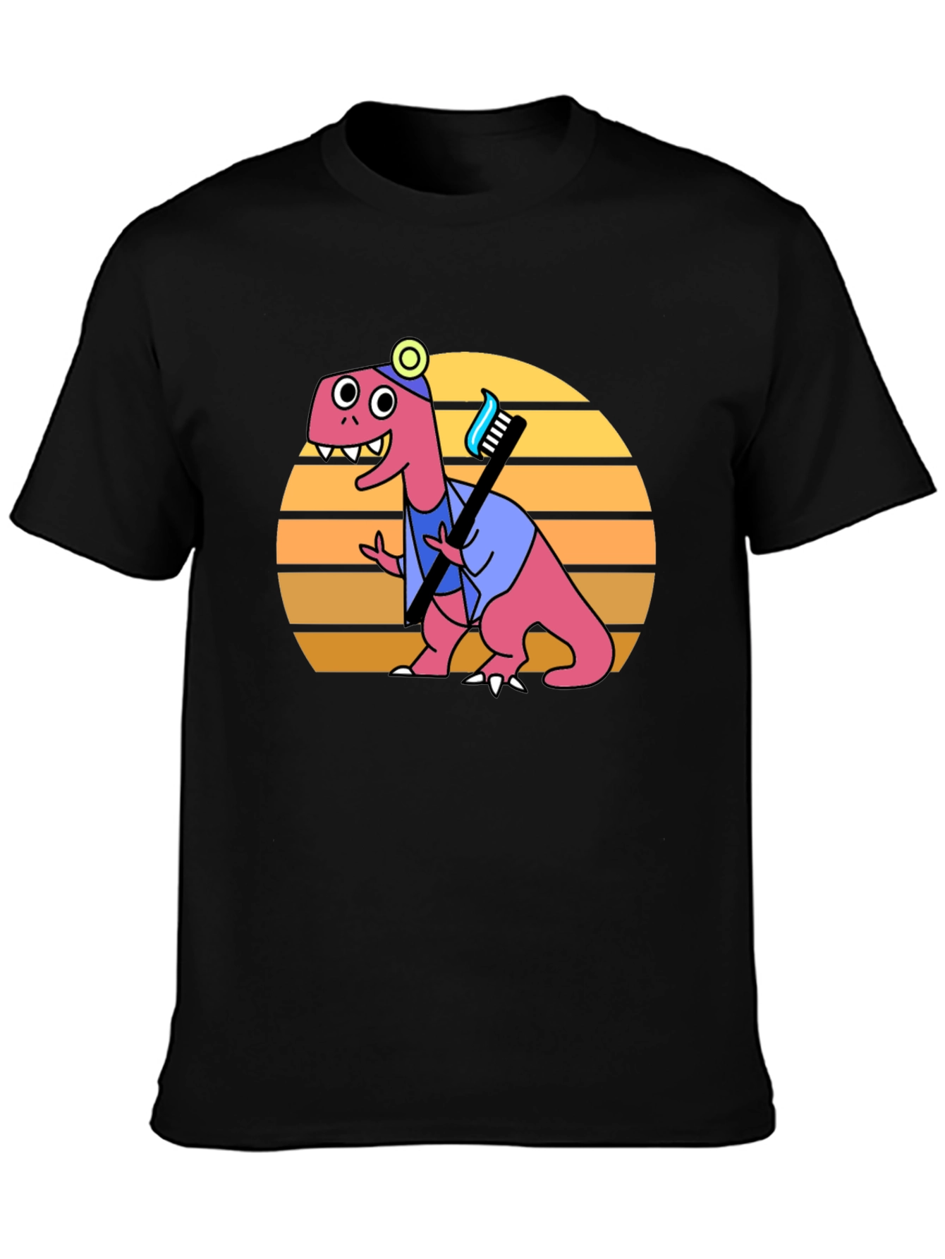 Black Dino Dentist T-Shirt - Novelty Graphic Tee view 3