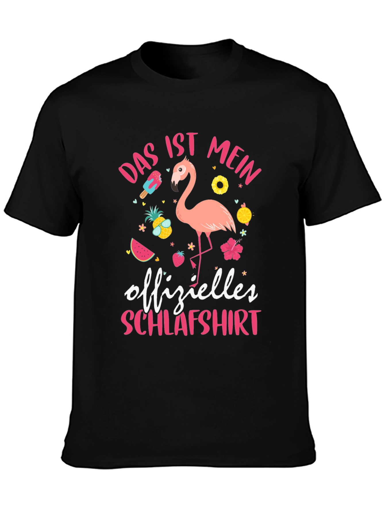 Black Men's Black Flamingo Schlafshirt Graphic Tee view 3
