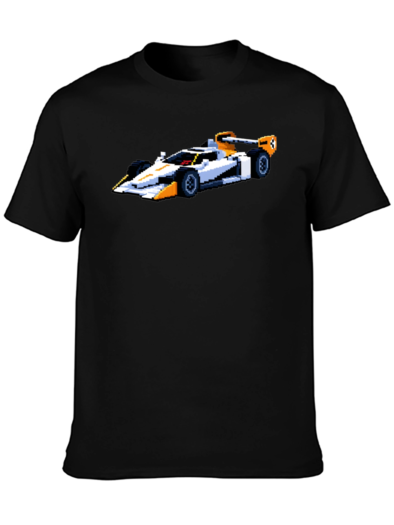 Black Retro Pixel Racer T-Shirt - Black Cotton Tee view 3