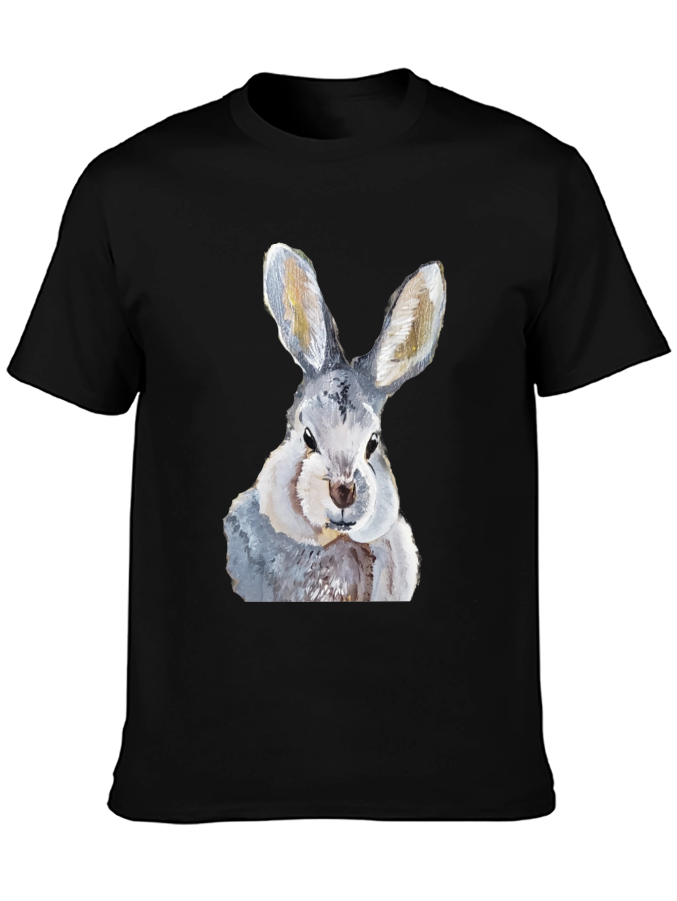 Hare T-Shirt: Soft Black Cotton Bunny Graphic Tee - 3
