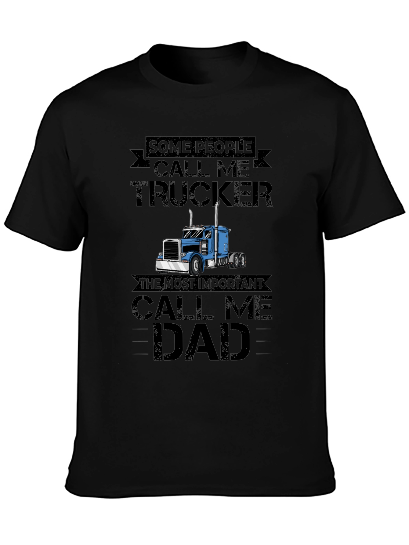Black Trucker Dad Graphic Tee - Black view 3