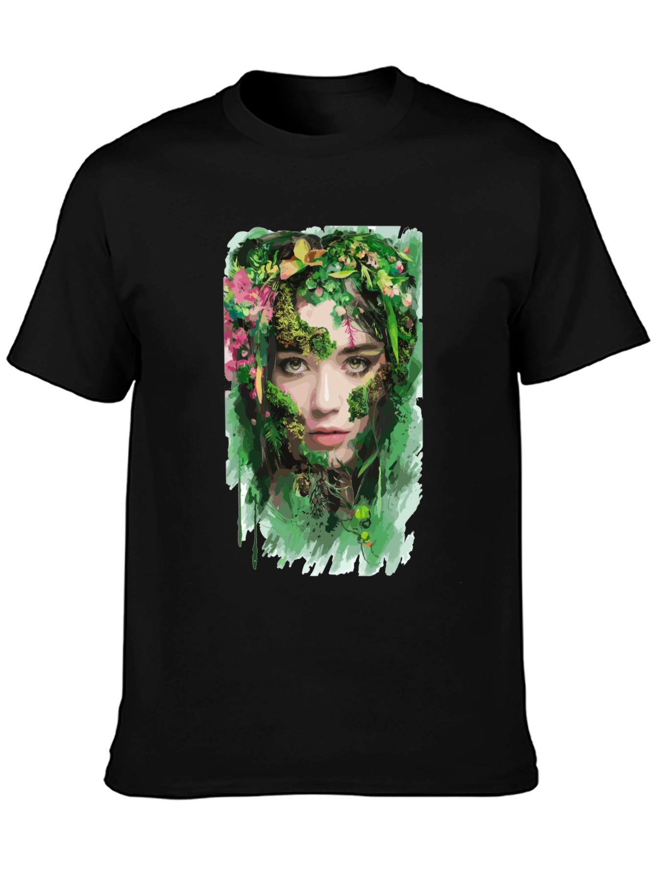 Black Nature Goddess Graphic T-Shirt - Black view 3