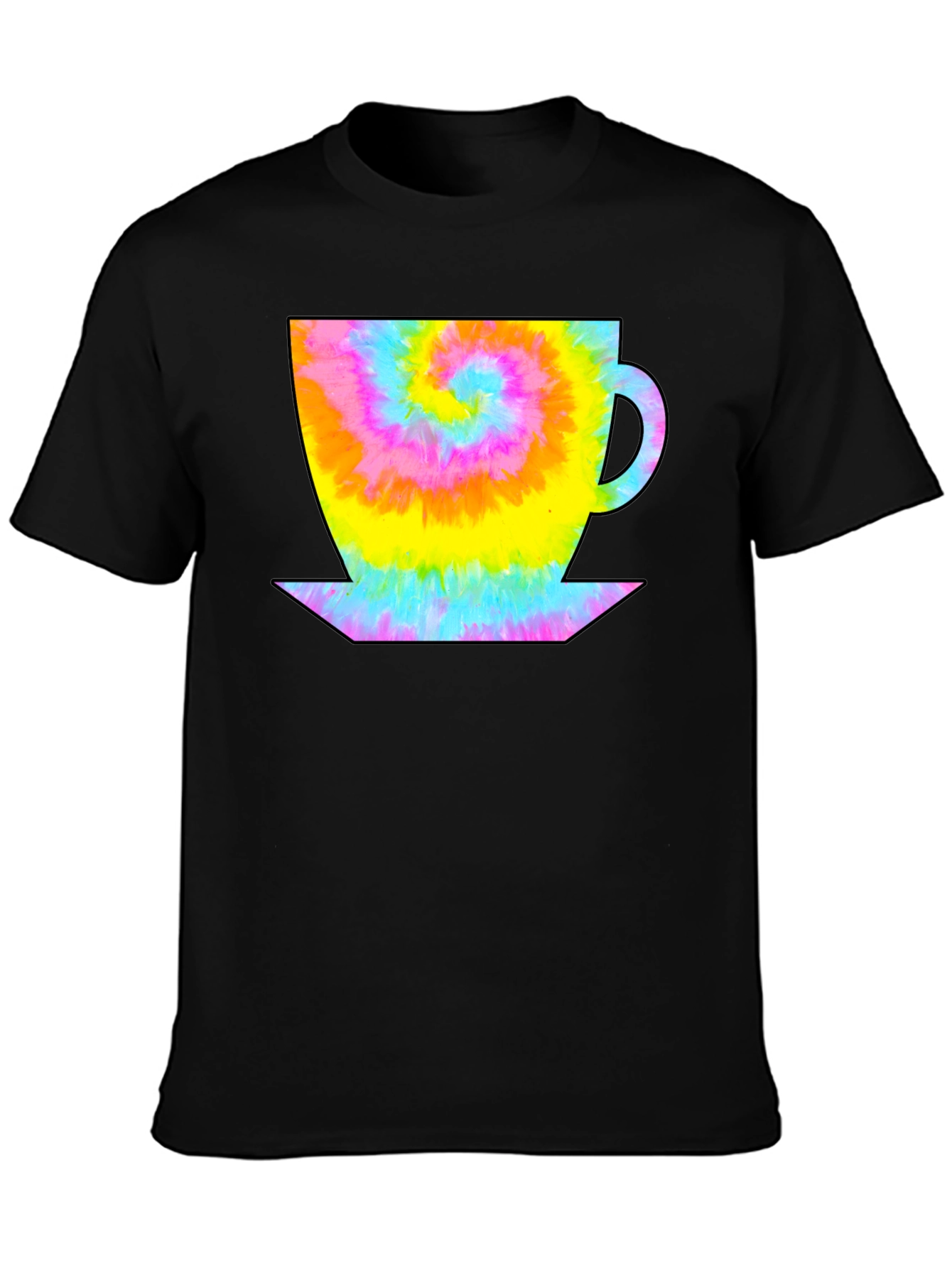 Black Tie Dye Coffee Cup Black T-Shirt view 3