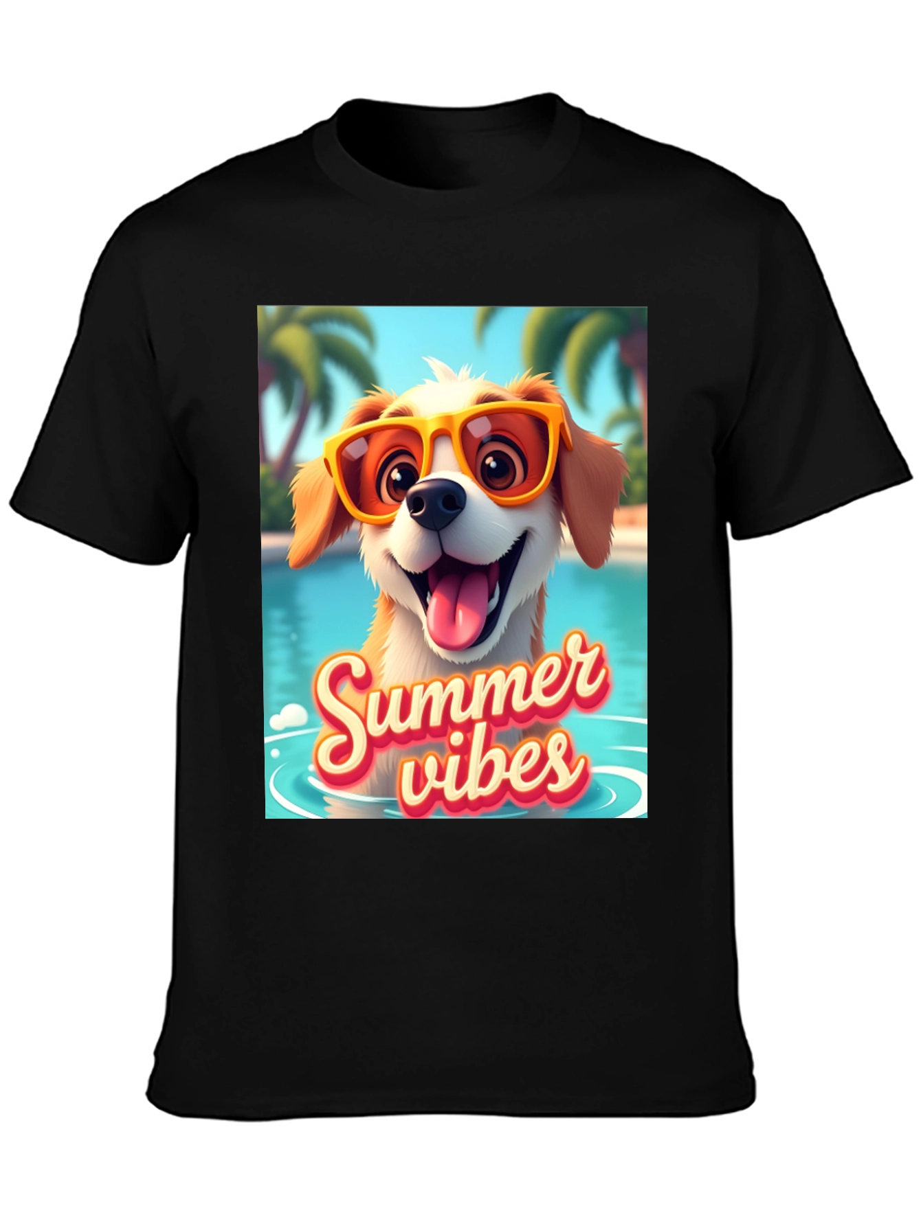 Black Summer Vibes Dog T-Shirt view 3