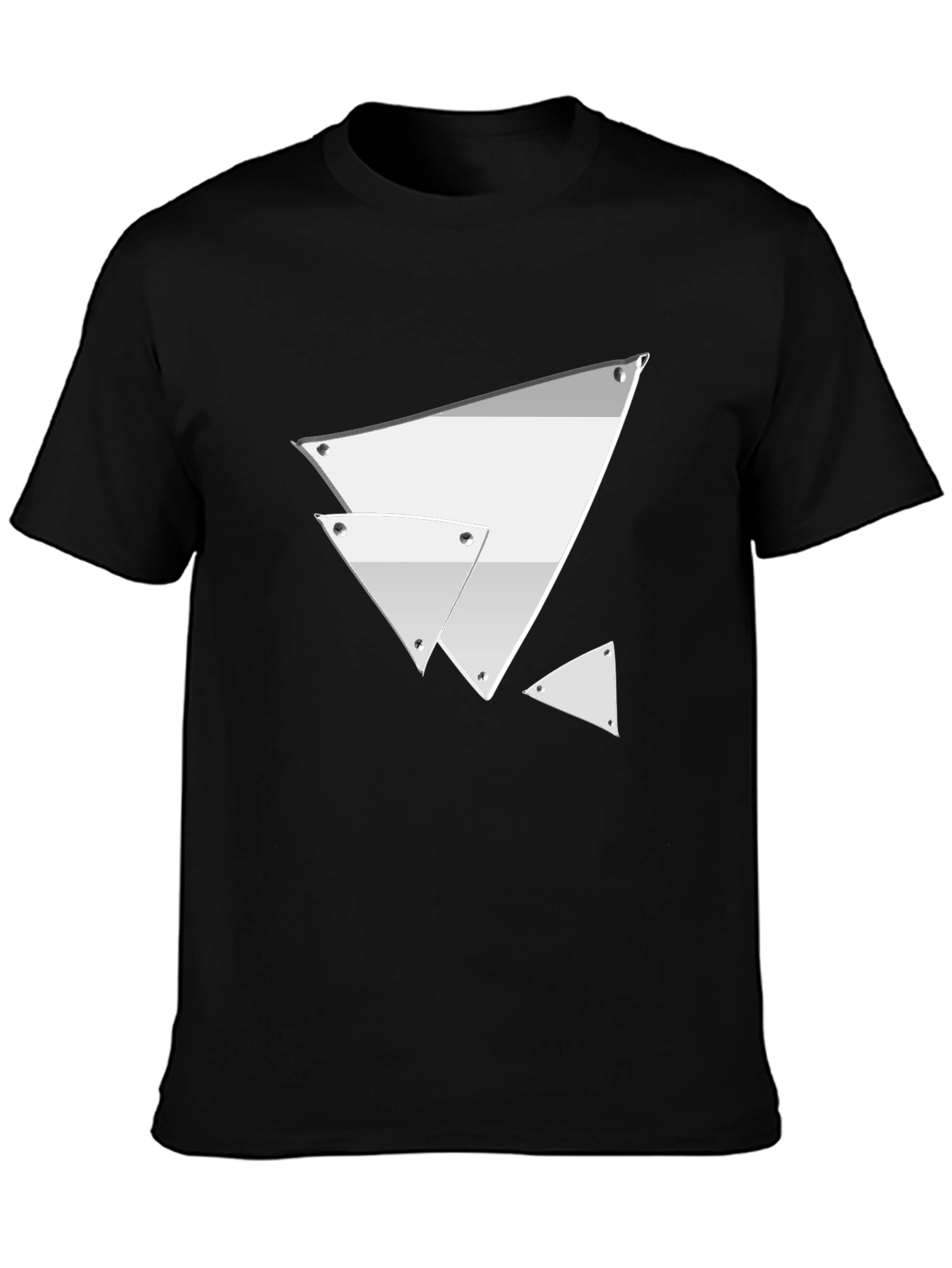 Black Modern Geometric Triangle Graphic Tee - Black view 3