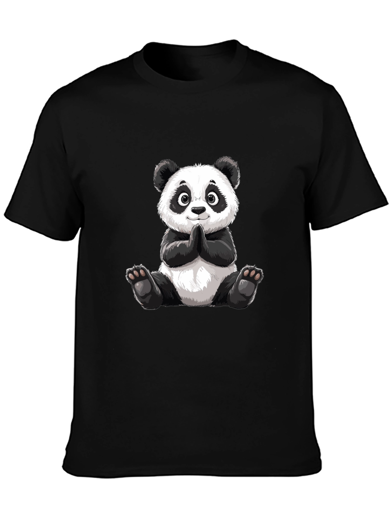 Black Cute Panda Graphic Tee - Soft Cotton Blend view 3