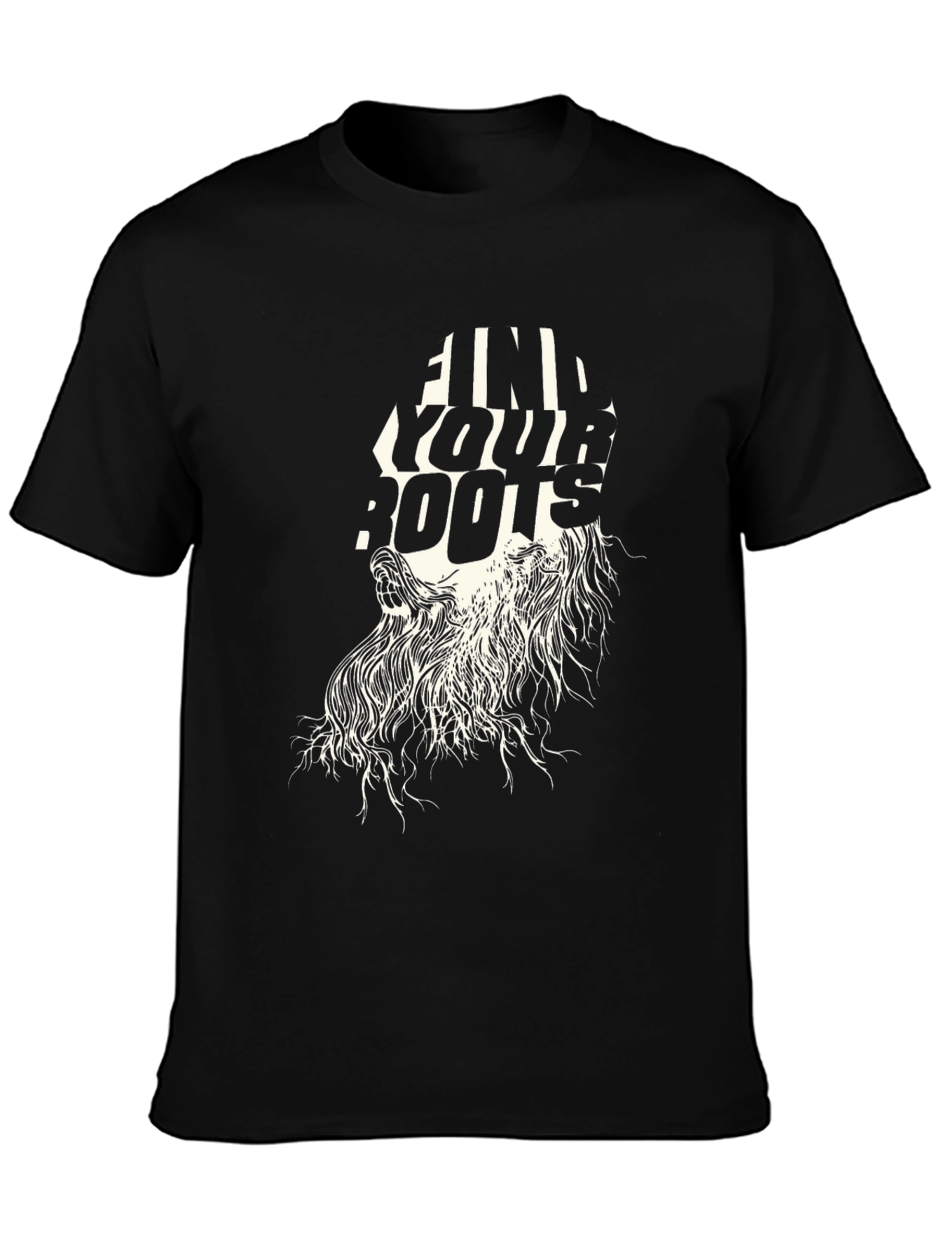 Black Find Your Roots Graphic Tee - Black Cotton T-Shirt view 3
