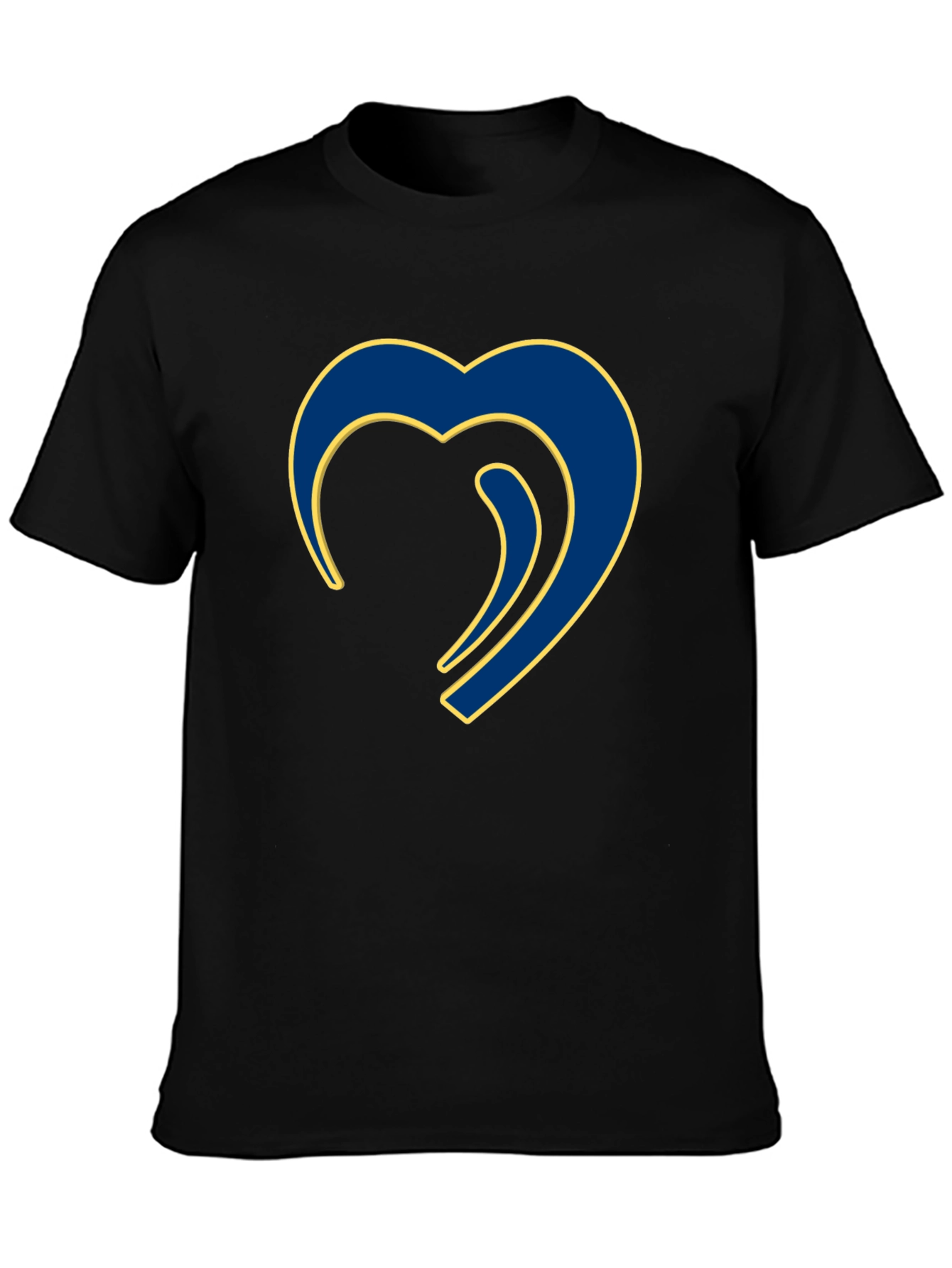 Black Stylish Blue Heart Graphic Black T-Shirt view 3