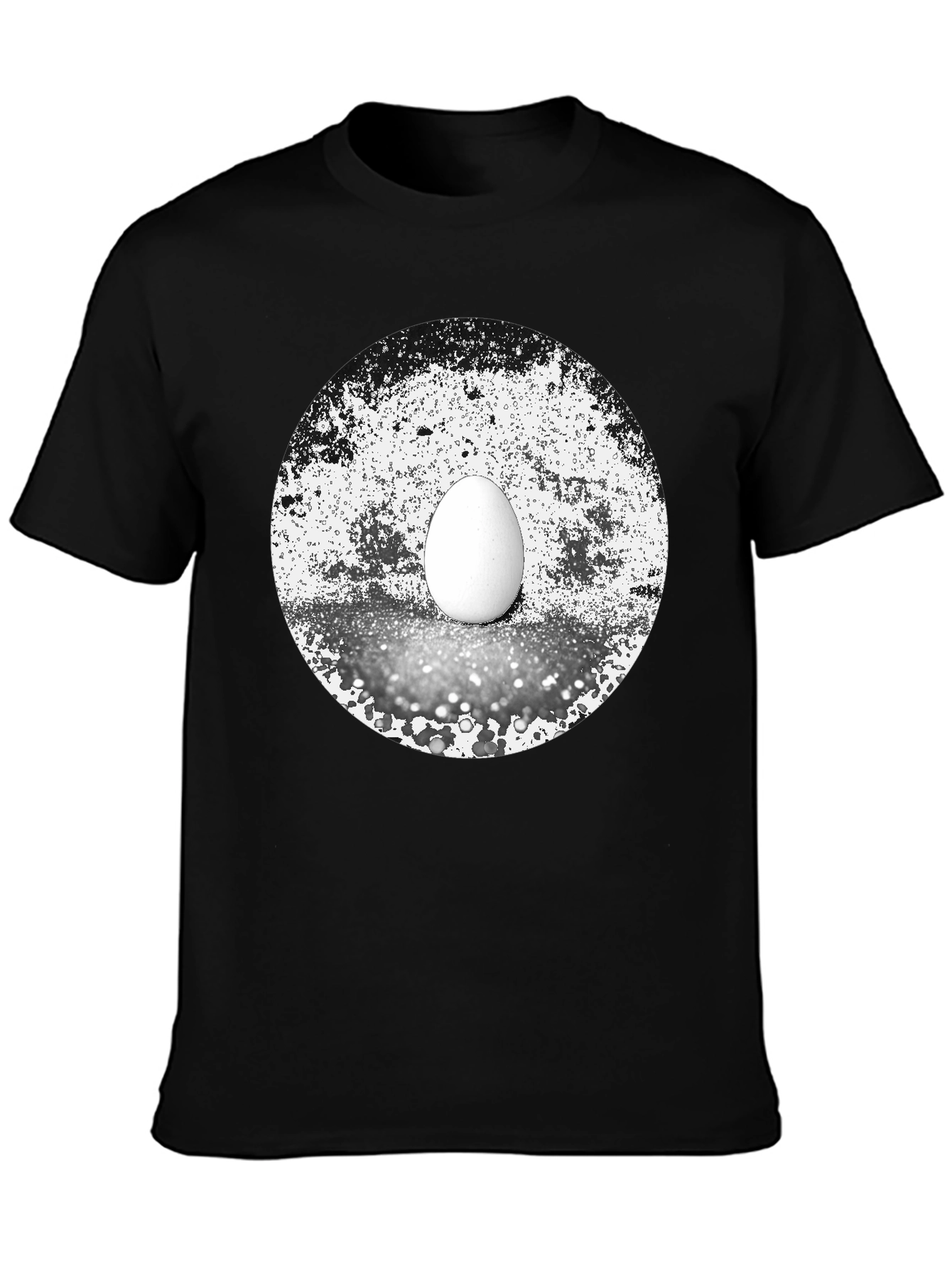 Black Abstract Egg Graphic Tee - Black Cotton T-Shirt view 3