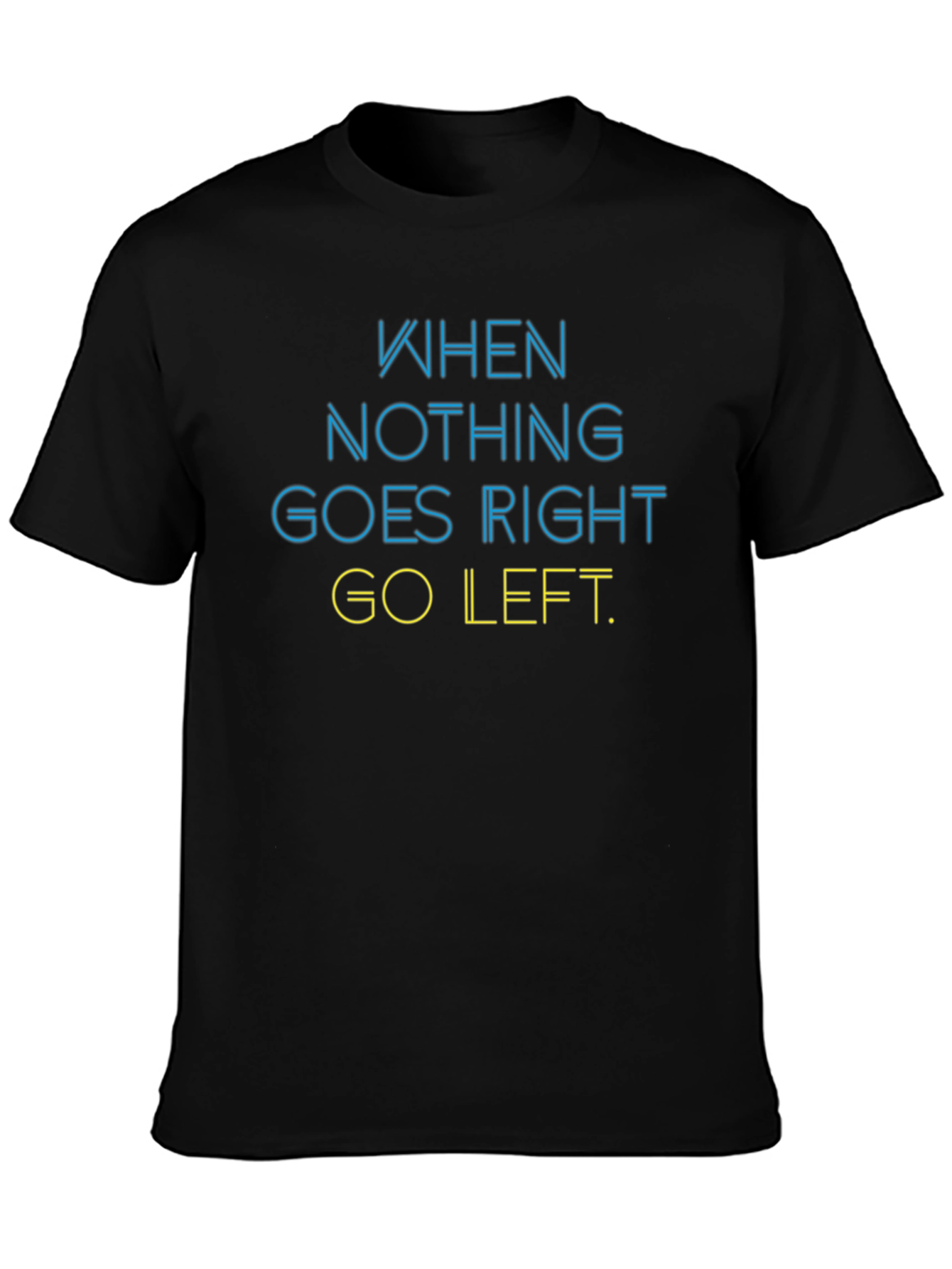 Black Go Left Men's Black Graphic Tee view 3