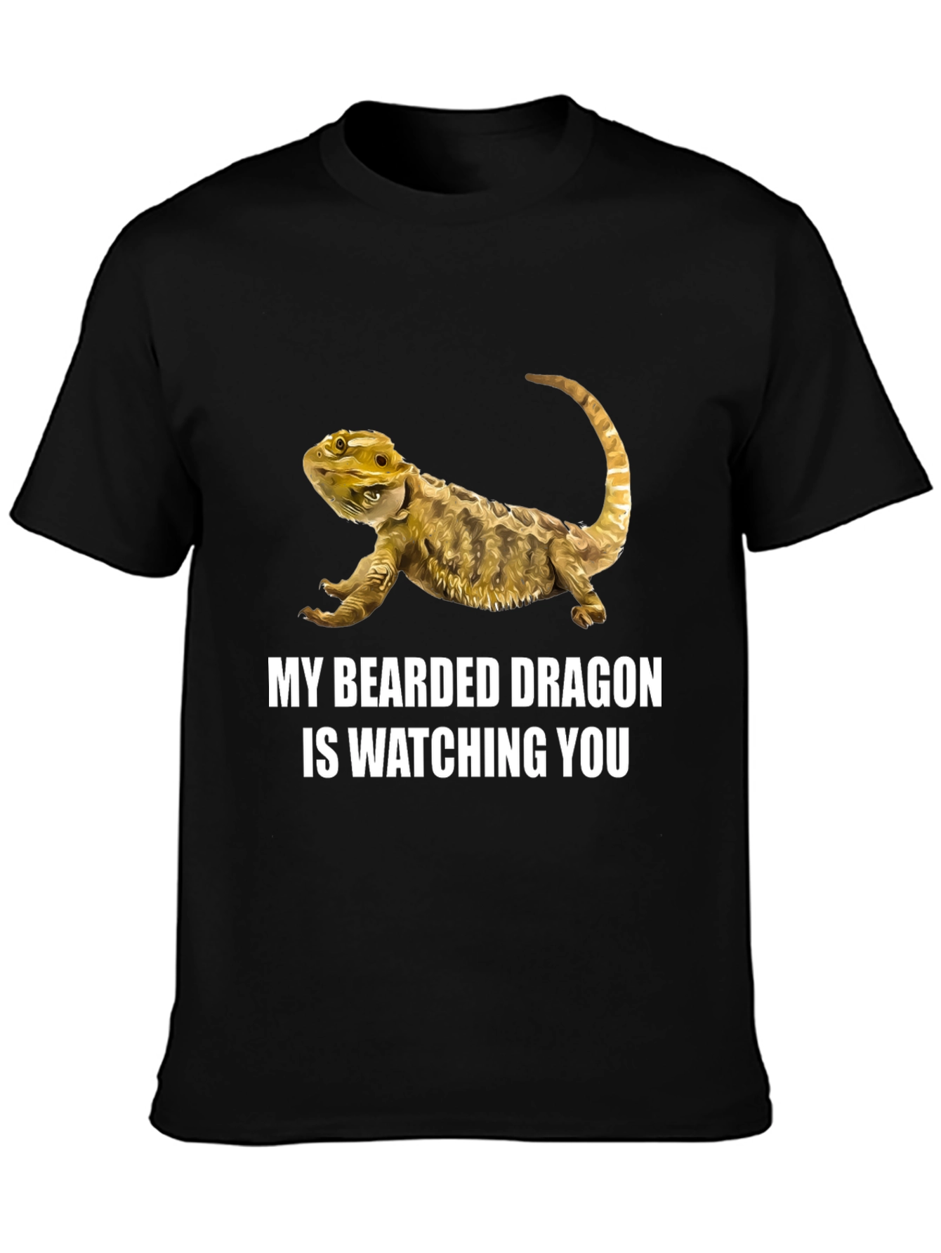 Black Bearded Dragon Watching You Graphic T-Shirt view 3