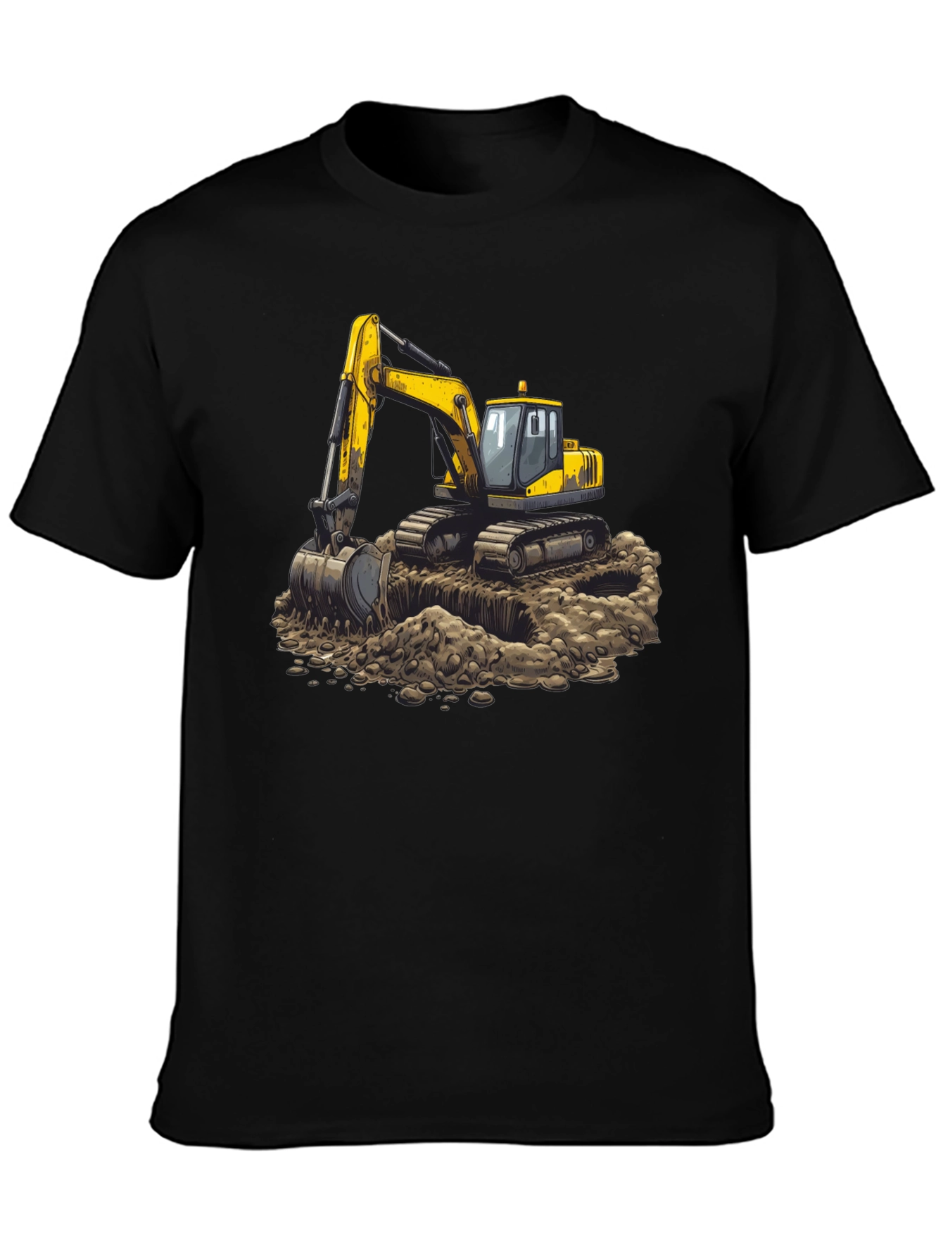Black Excavator Graphic Tee - Construction Crew Shirt view 3