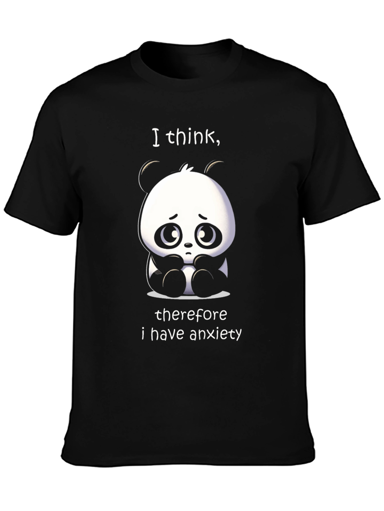 Black Anxiety Panda T-Shirt - Funny Graphic Tee view 3