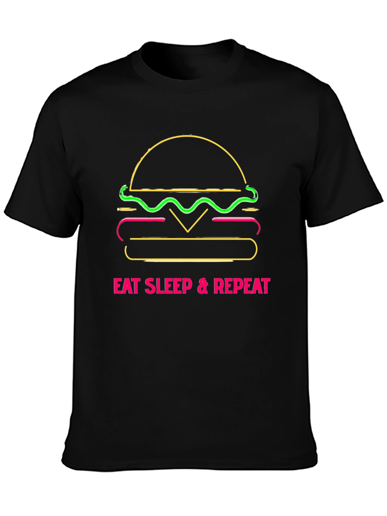 Black Eat Sleep Repeat Burger Graphic Tee view 3